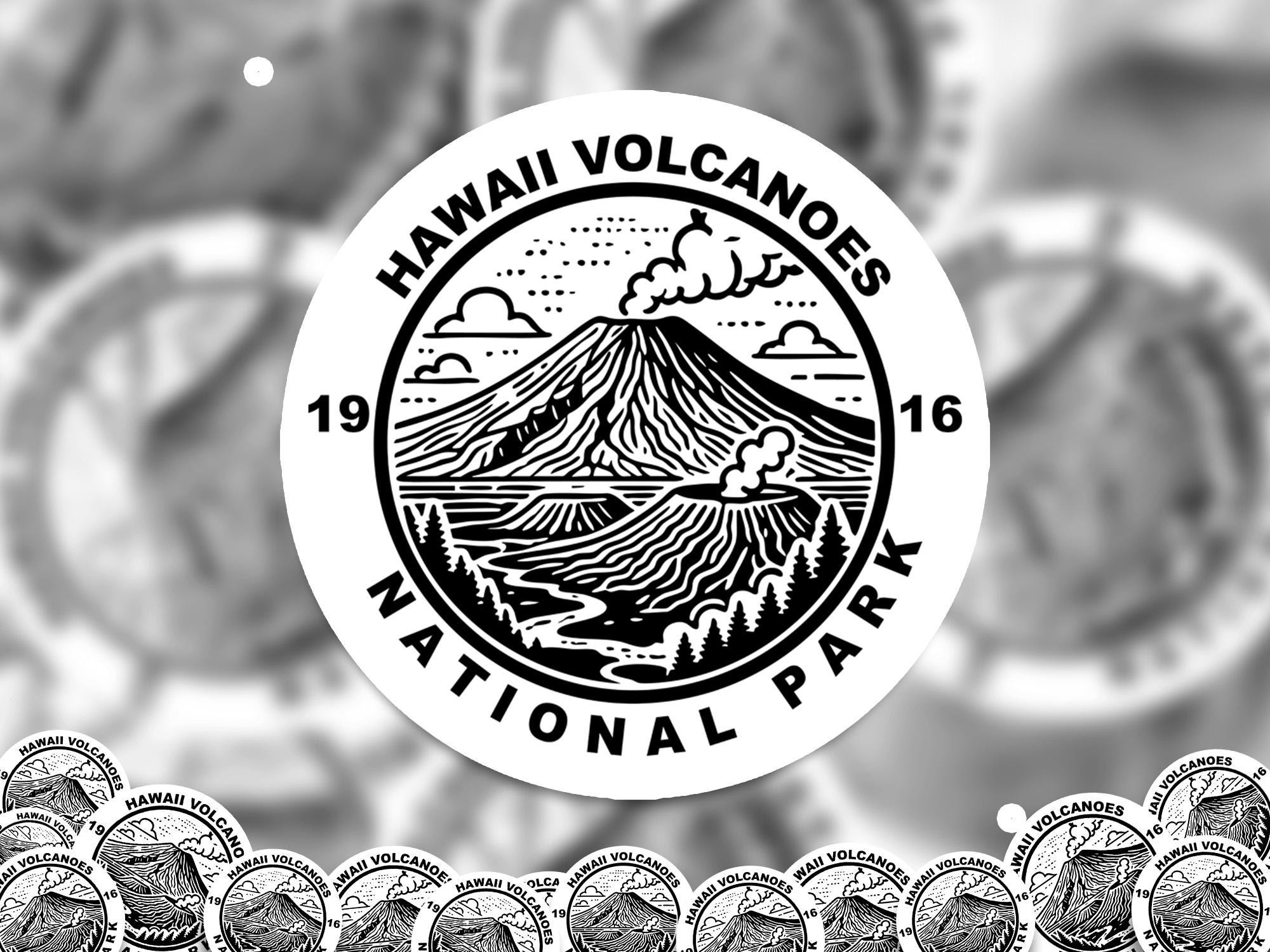 Hawaii Volcanoes National Park Sticker, Kiss-Cut Vinyl, Waterproof USA Decal Badge Collection