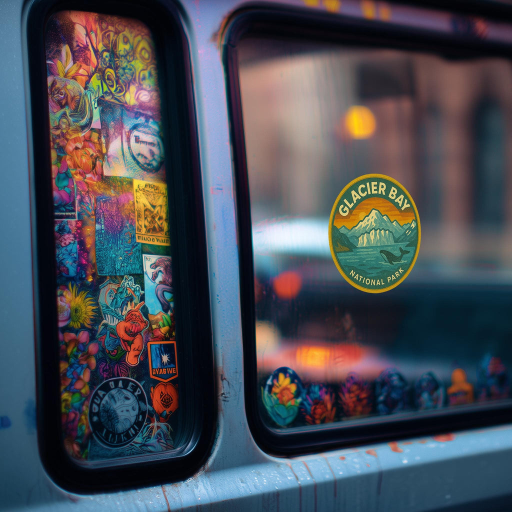 Glacier Bay National Park Car Sticker, Retro Vinyl Decal Bumper Sticker, Vintage Waterproof Camping