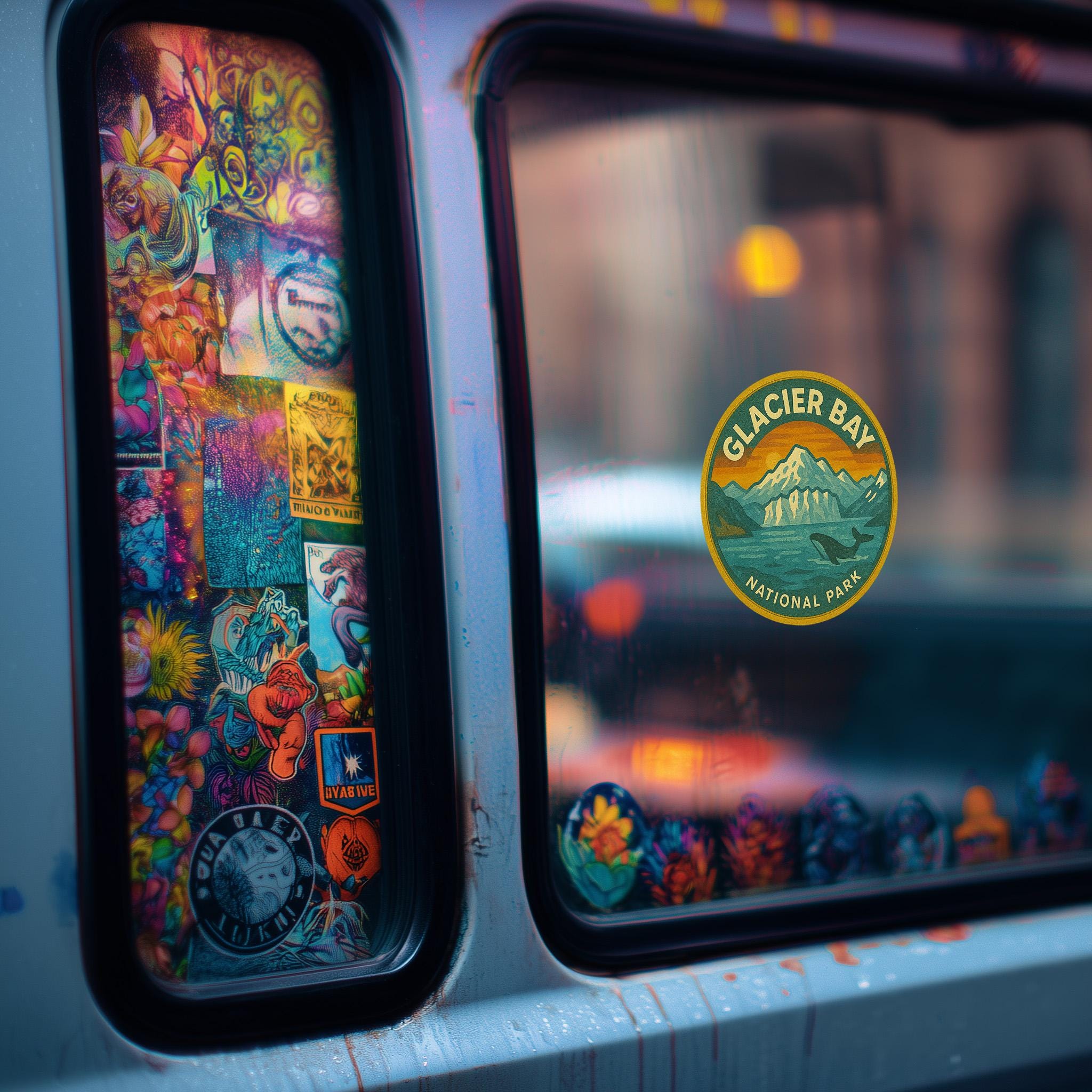 Glacier Bay National Park Car Sticker, Retro Vinyl Decal Bumper Sticker, Vintage Waterproof Camping