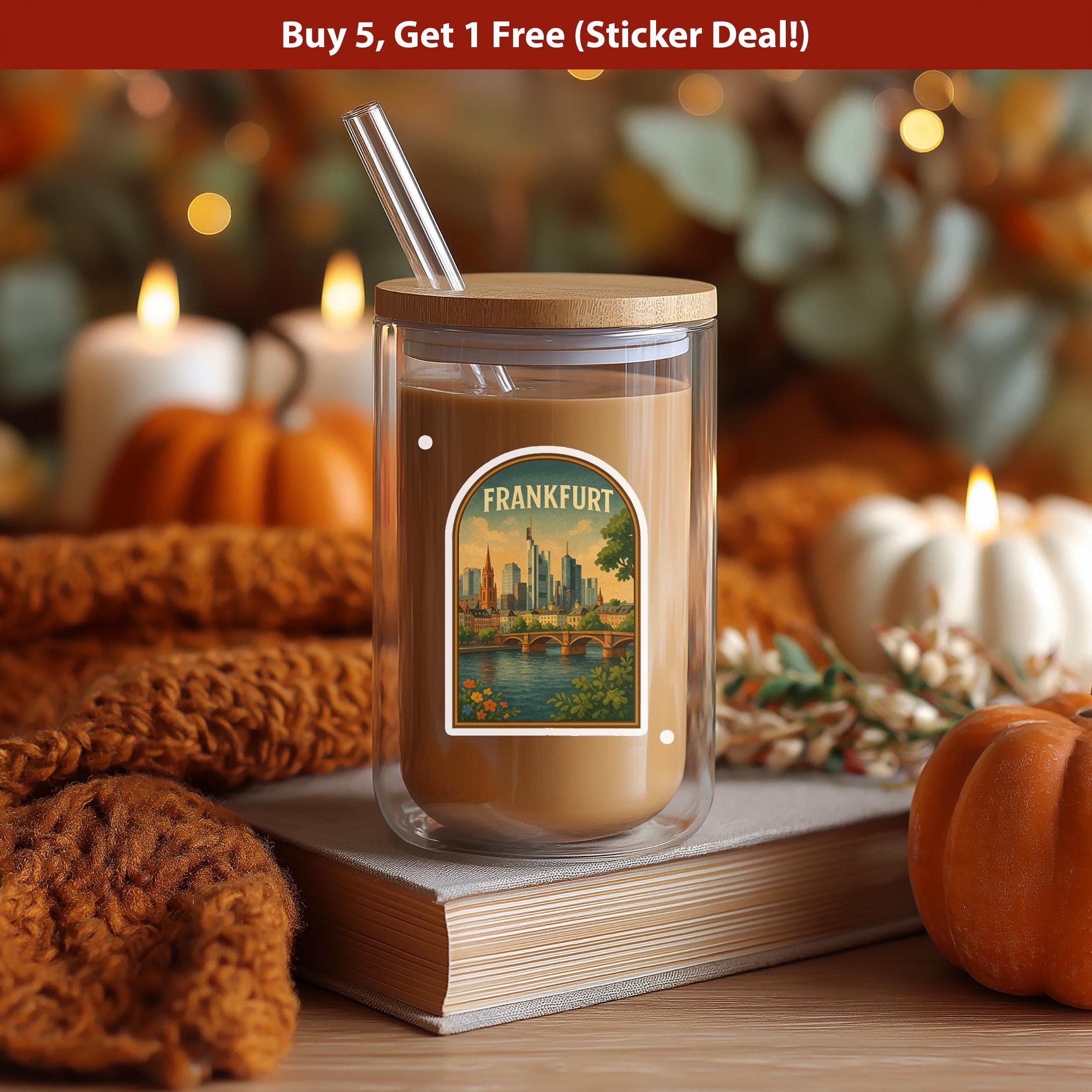 Frankfurt Germany Sticker, Vintage City Vinyl Decal, Retro Travel Lover Collection, Journal Scrapbook