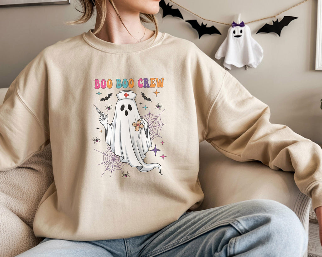Boo Boo Crew Nurse Halloween Sweatshirt, Halloween Gift for Nurse Medical Lab, Nurse Spooky , Nurse Halloween Boo Boo Crew