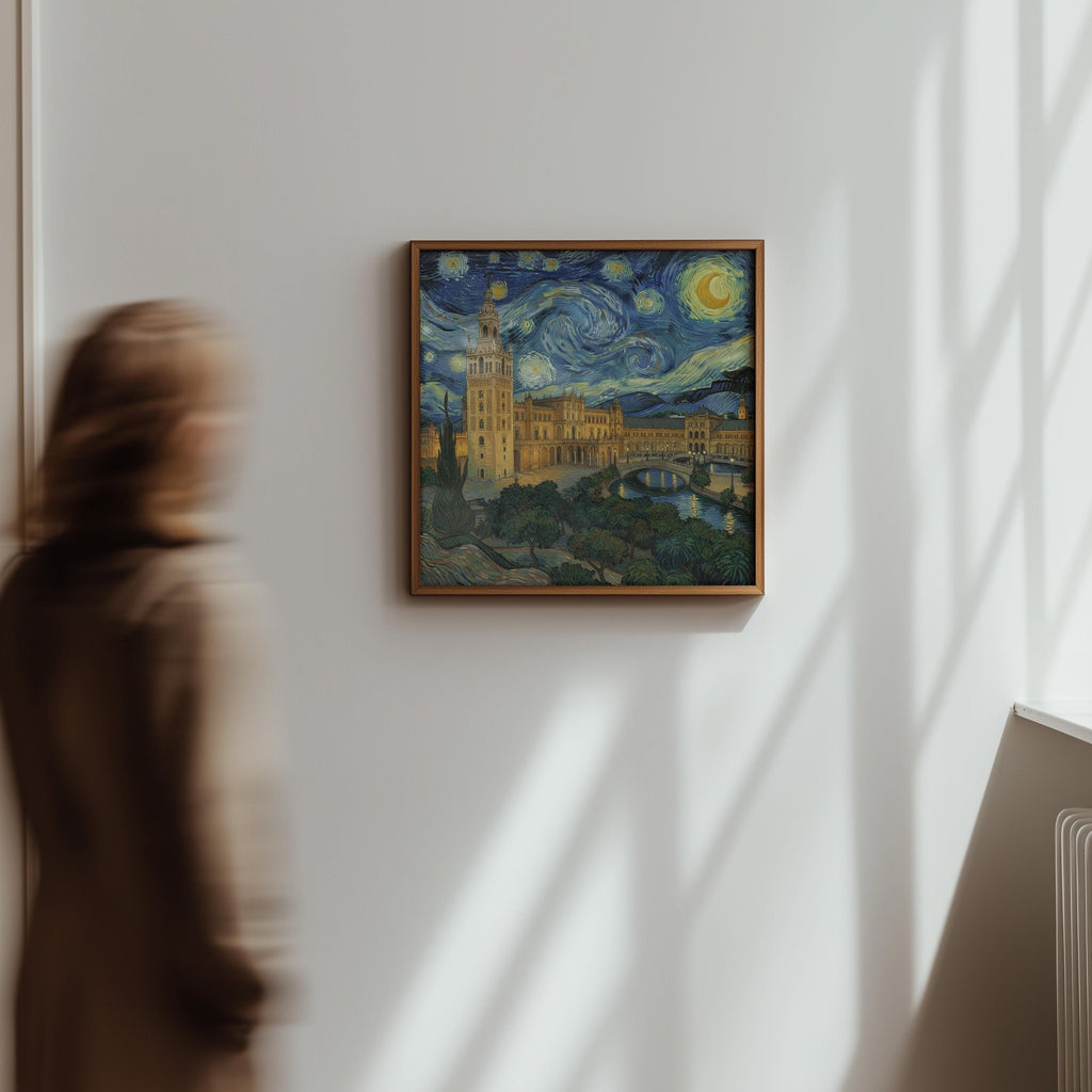 Seville Spain Starry Night Wall Art, Van Gogh Print, Travel Gift Home Decor