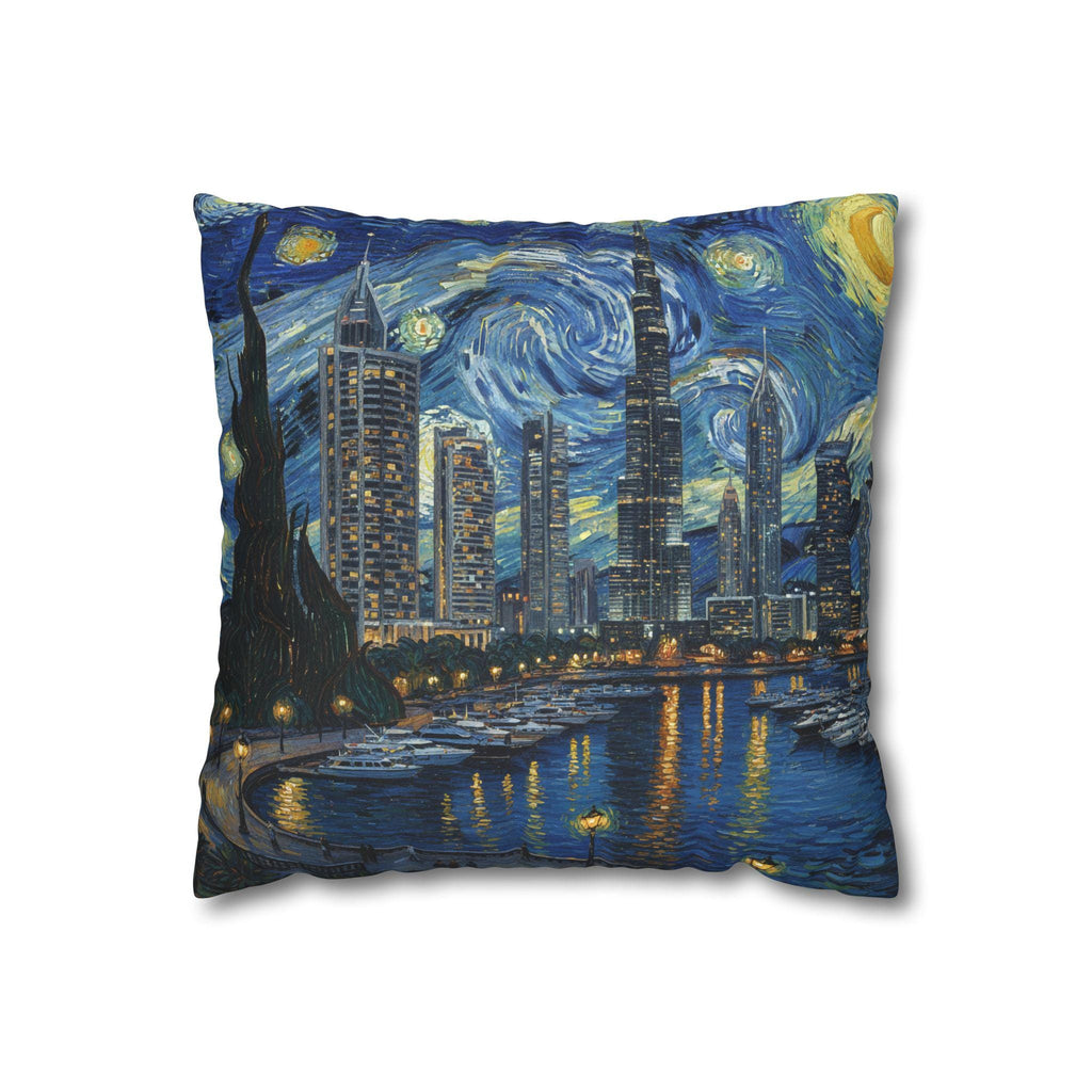 Dubai UAE Pillowcase Starry Night, Van Gogh Throw Pillow Canvas Home Decor Gift