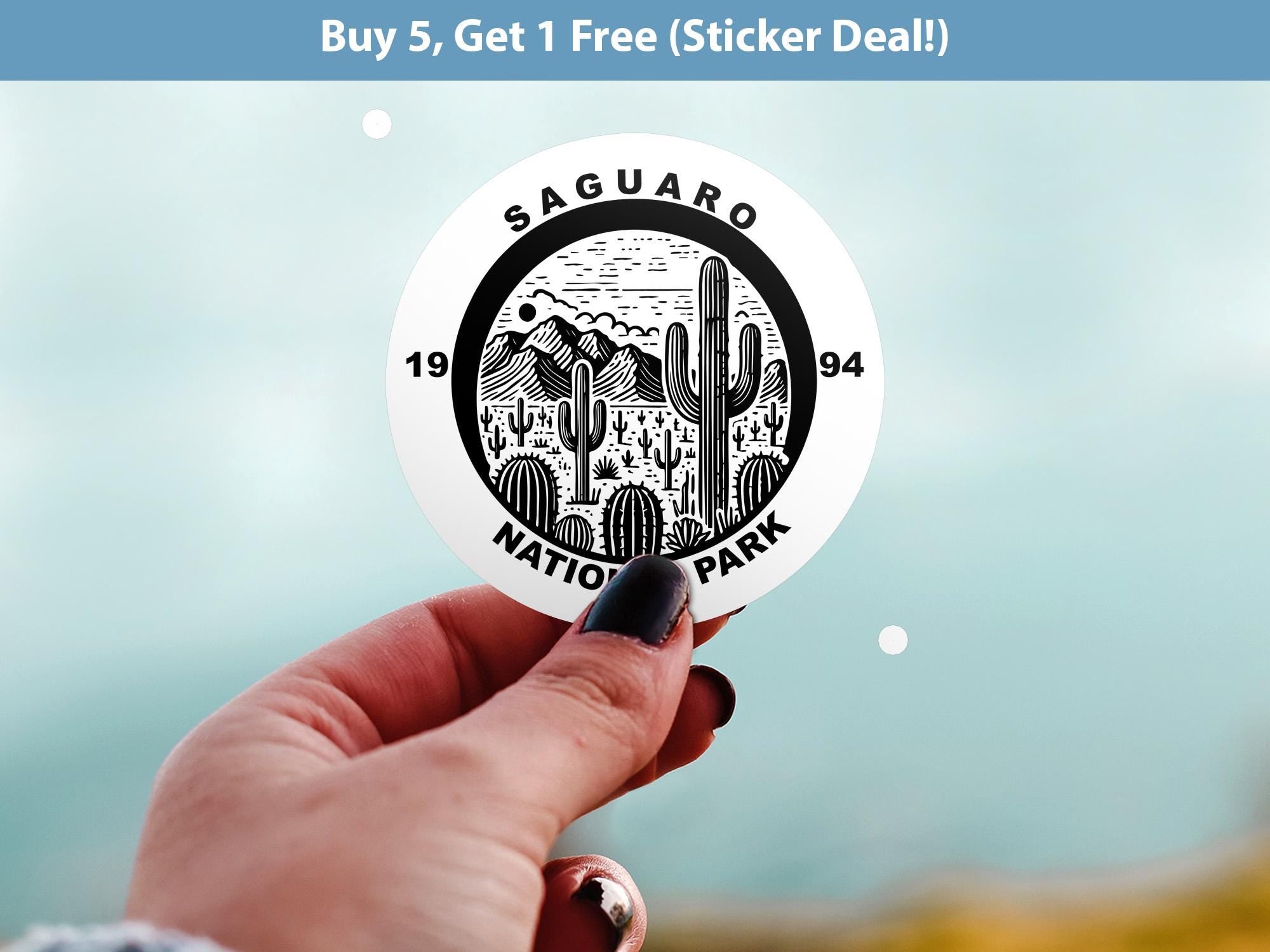 Saguaro National Park Sticker, Kiss-Cut Vinyl, Waterproof USA Decal Badge Collection