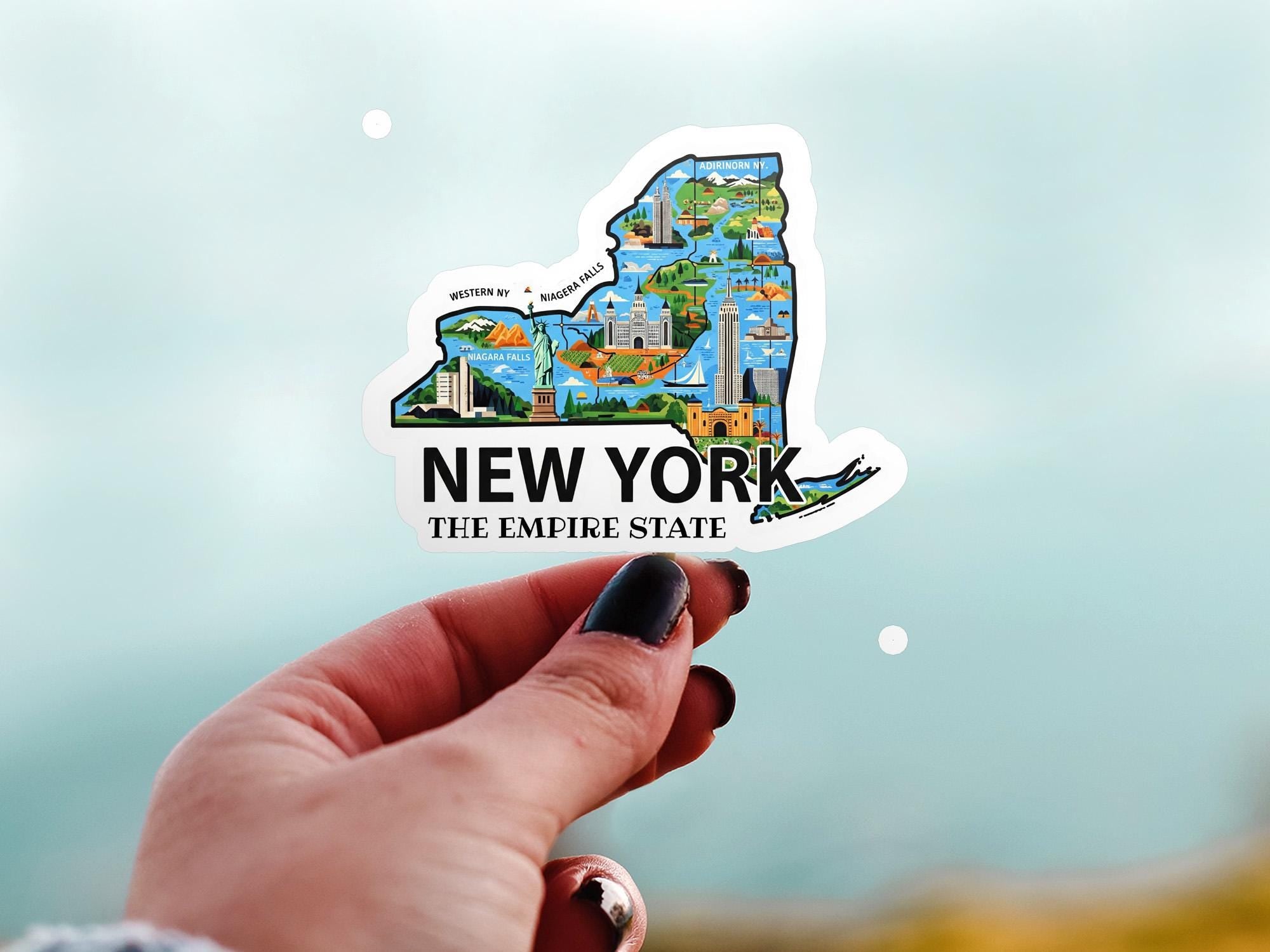 New York State Sticker, USA Kiss-Cut Vinyl, Landmark Waterproof Decal, United States Travel Collection