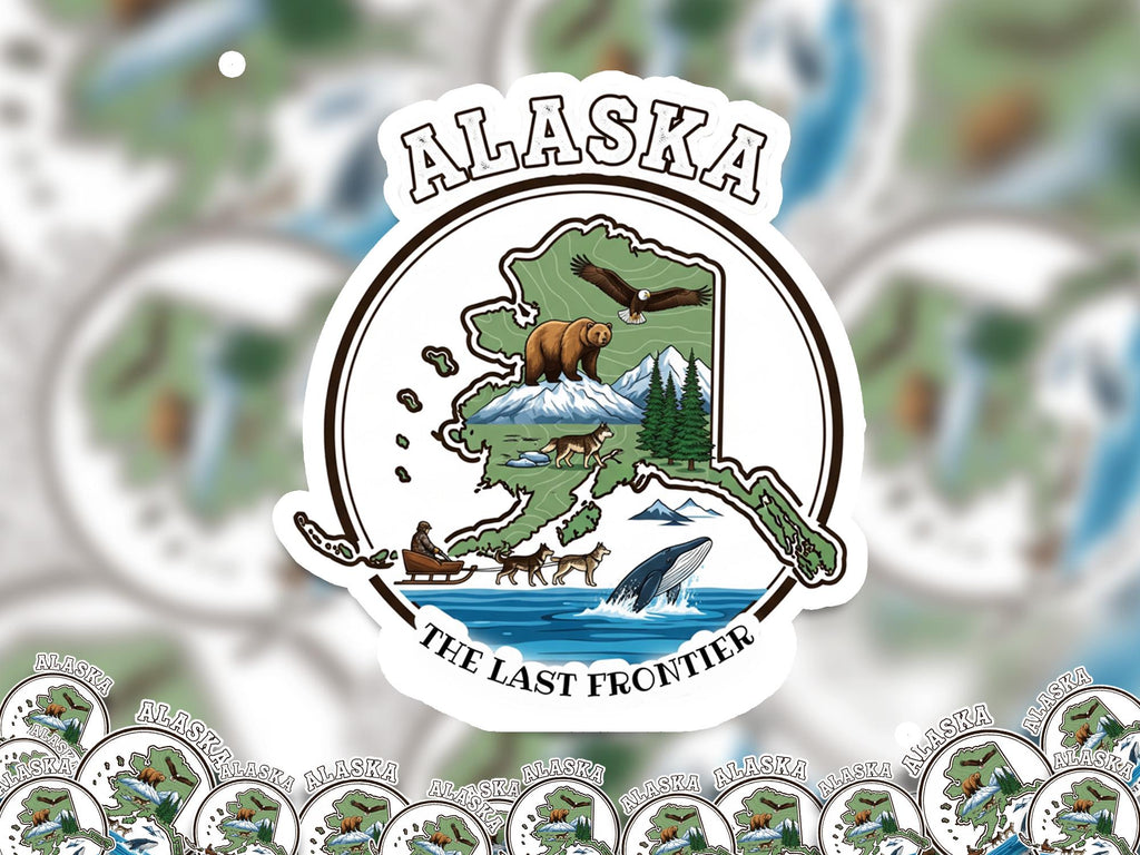 Alaska State Sticker, USA Kiss-Cut Vinyl, Landmark Waterproof Decal, United States Travel Collection