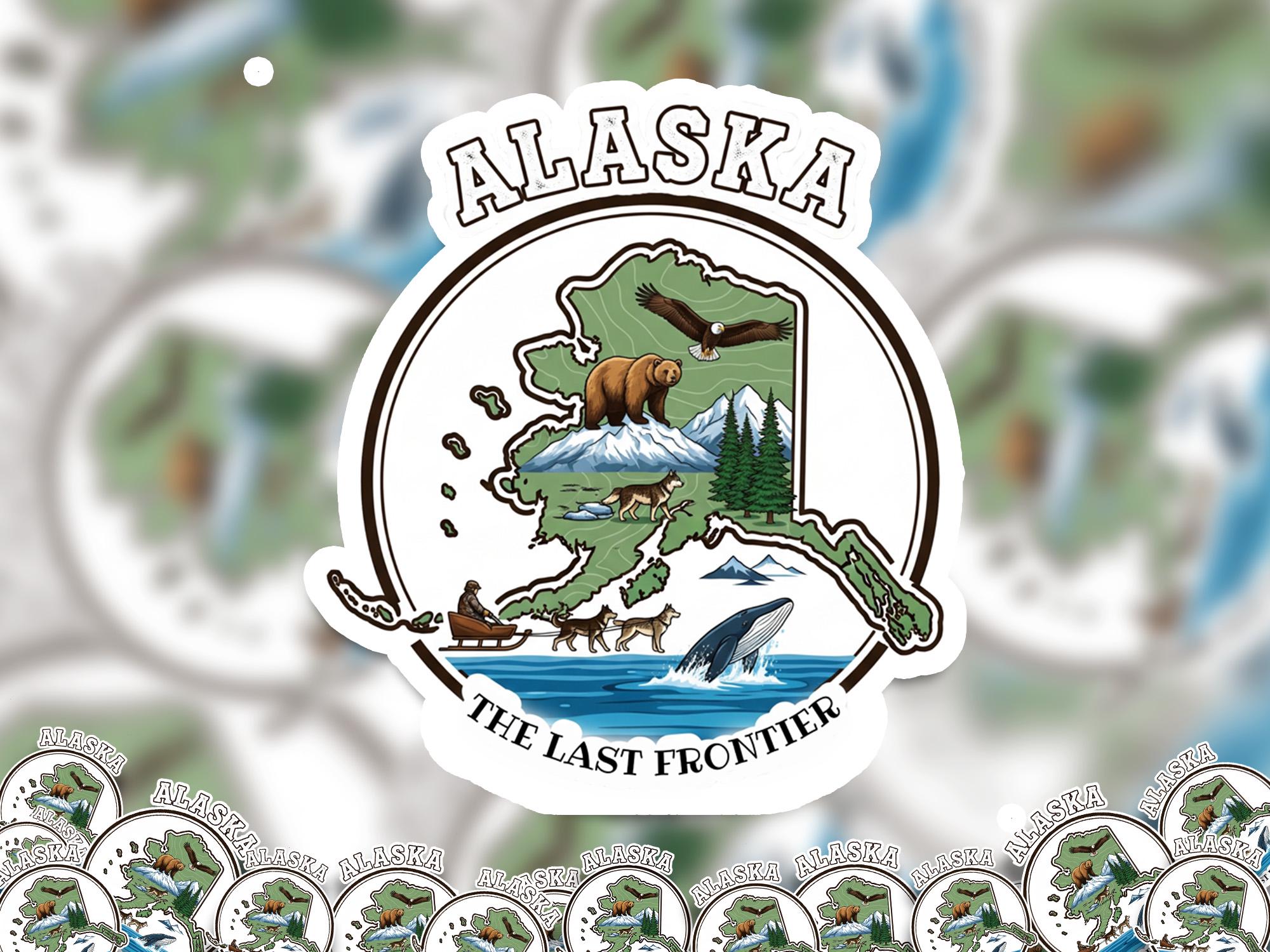 Alaska State Sticker, USA Kiss-Cut Vinyl, Landmark Waterproof Decal, United States Travel Collection