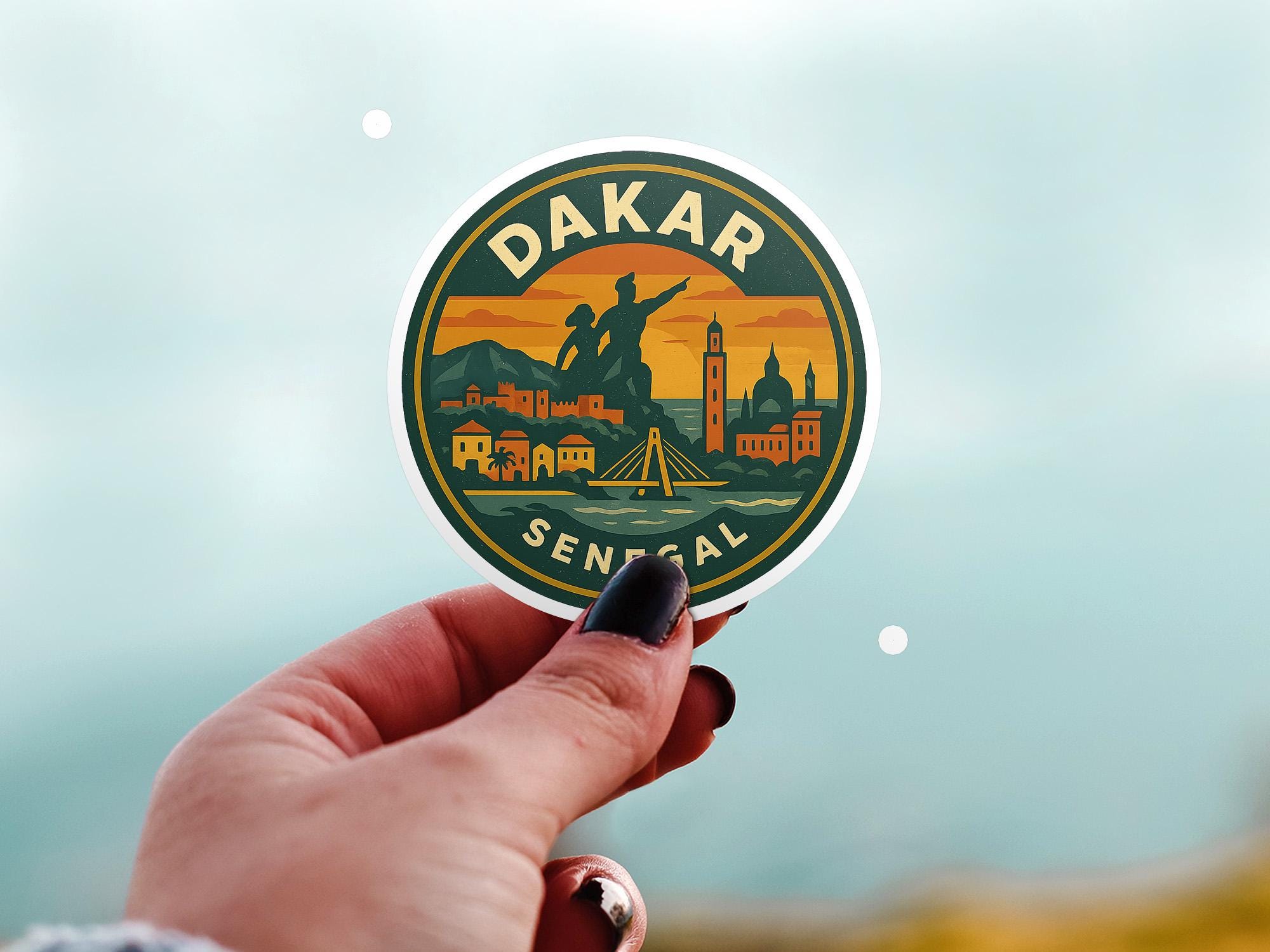 Dakar Senegal Sticker Kiss-Cut Vinyl, Waterproof Decal, Retro Travel Lover Collection