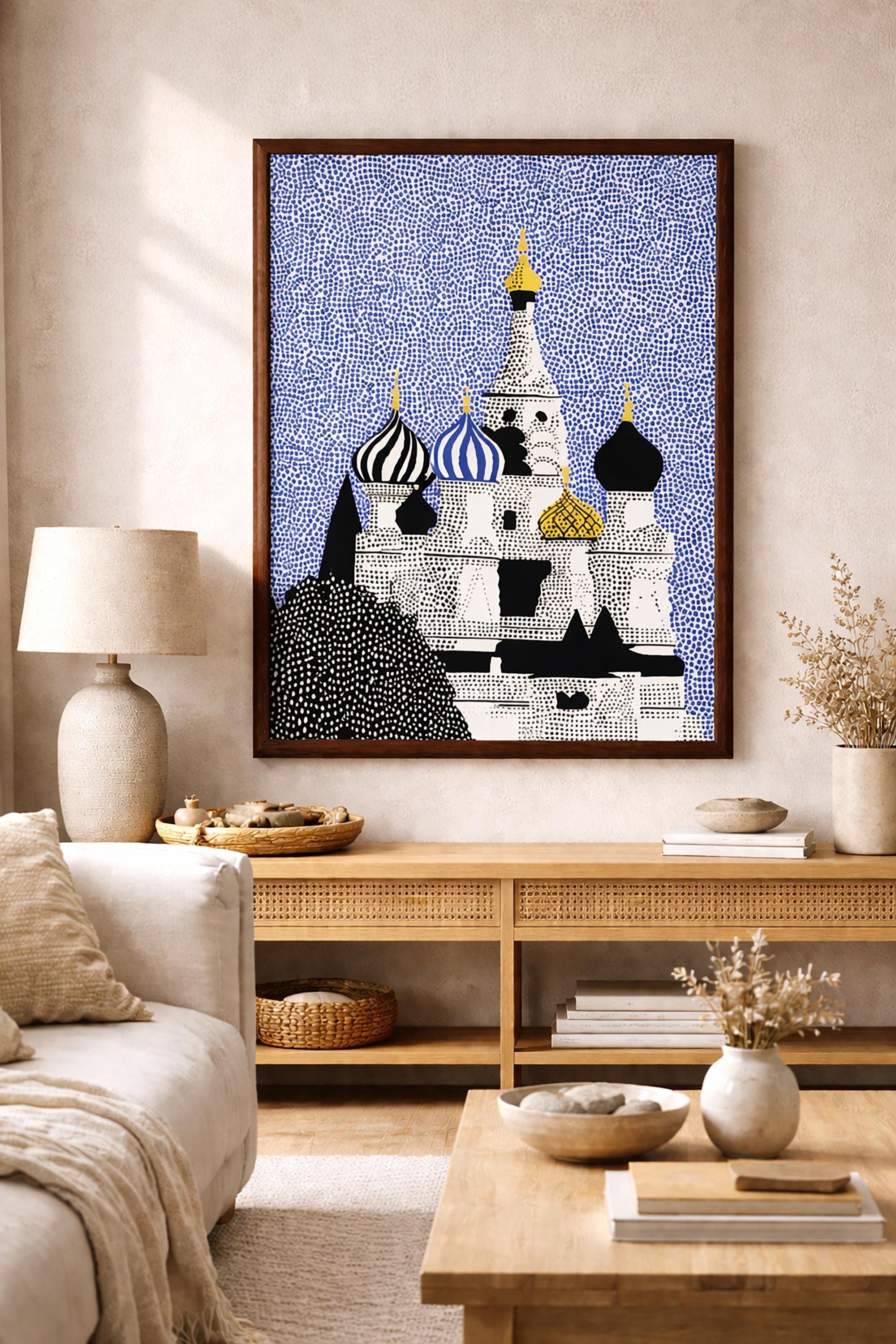 Moscow Wall Art Print, Pop Art St Basil's Cathedral Modern Poster Travel gift Decor