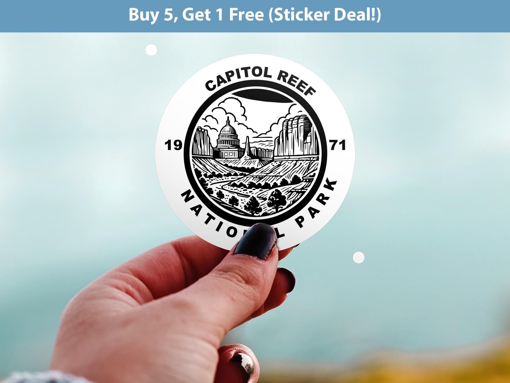 Capitol Reef National Park Sticker, Kiss-Cut Vinyl, Waterproof USA Decal Badge Collection