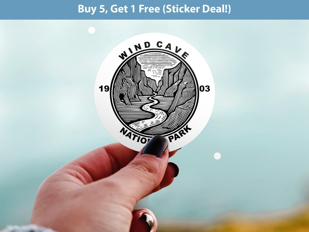 Wind Cave National Park Sticker, Kiss-Cut Vinyl, Waterproof USA Decal Badge Collection