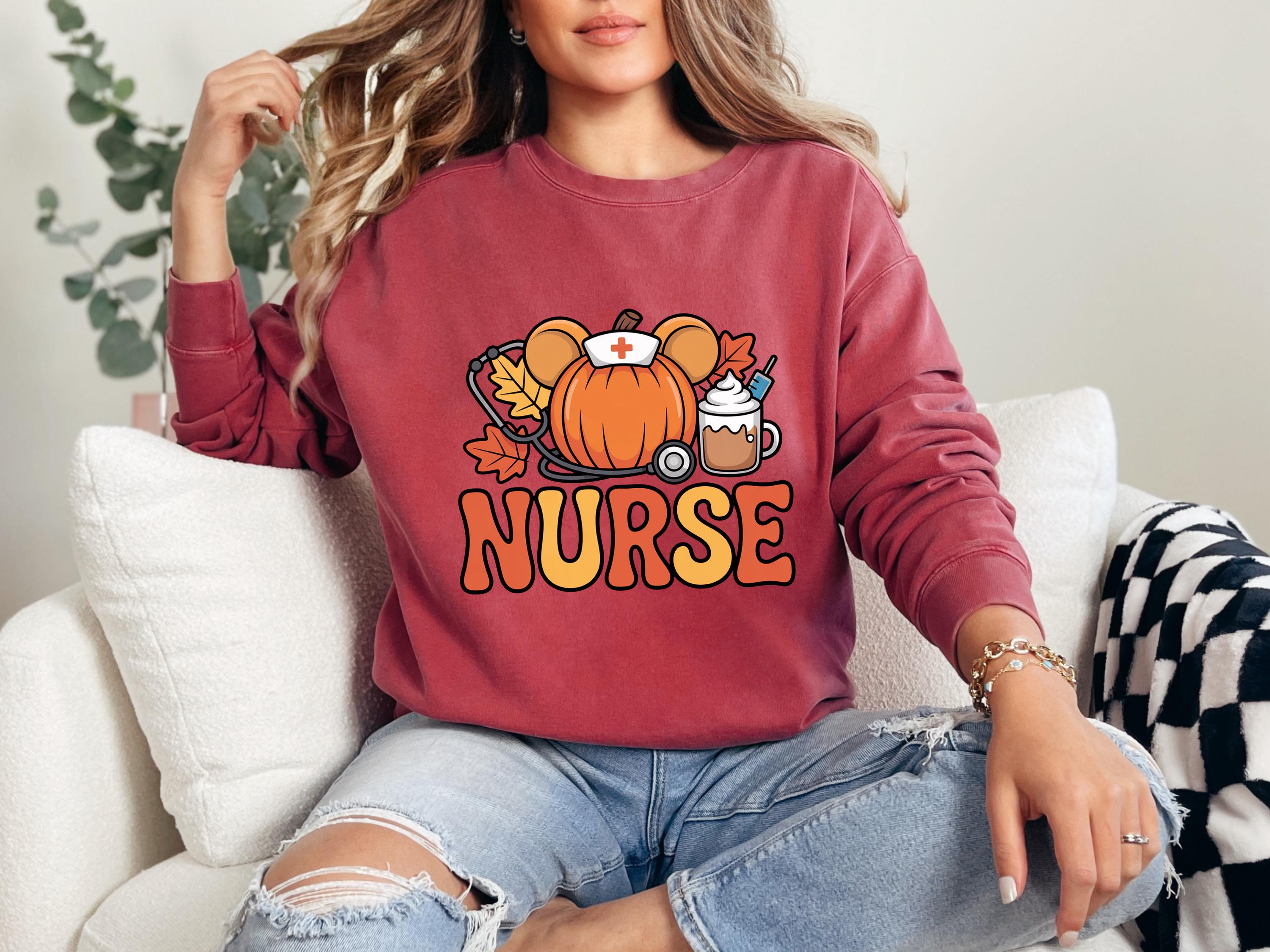 Halloween Nurse Comfort Colors Sweatshirt, Spooky Fall Pullover