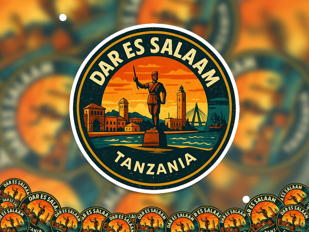 Dar Es Salaam Tanzania Sticker Kiss-Cut Vinyl, Waterproof Decal, Retro Travel Lover Collection