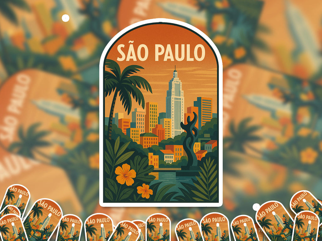 Sao Paulo Brazil Sticker, Vintage City Vinyl Decal, Retro Travel Lover Collection, Journal Scrapbook