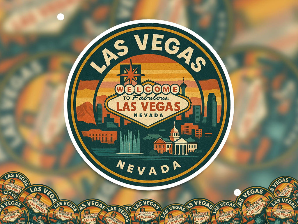 Las Vegas Nevada Kiss-Cut Vinyl, Waterproof Decal, US Retro Travel Lover Collection