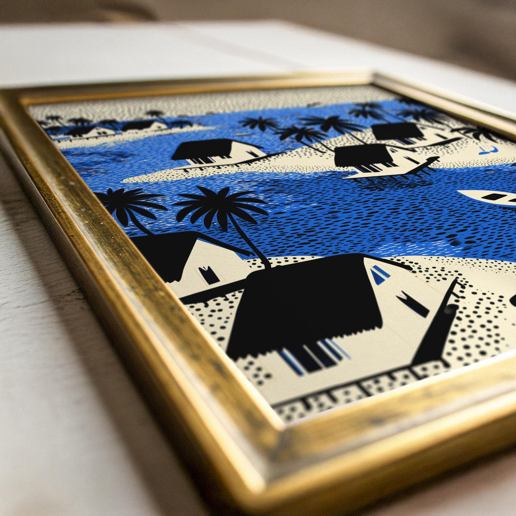 Maldives Wall Art Print, Pop Art Modern Poster Japanese Travel Gift Canvas