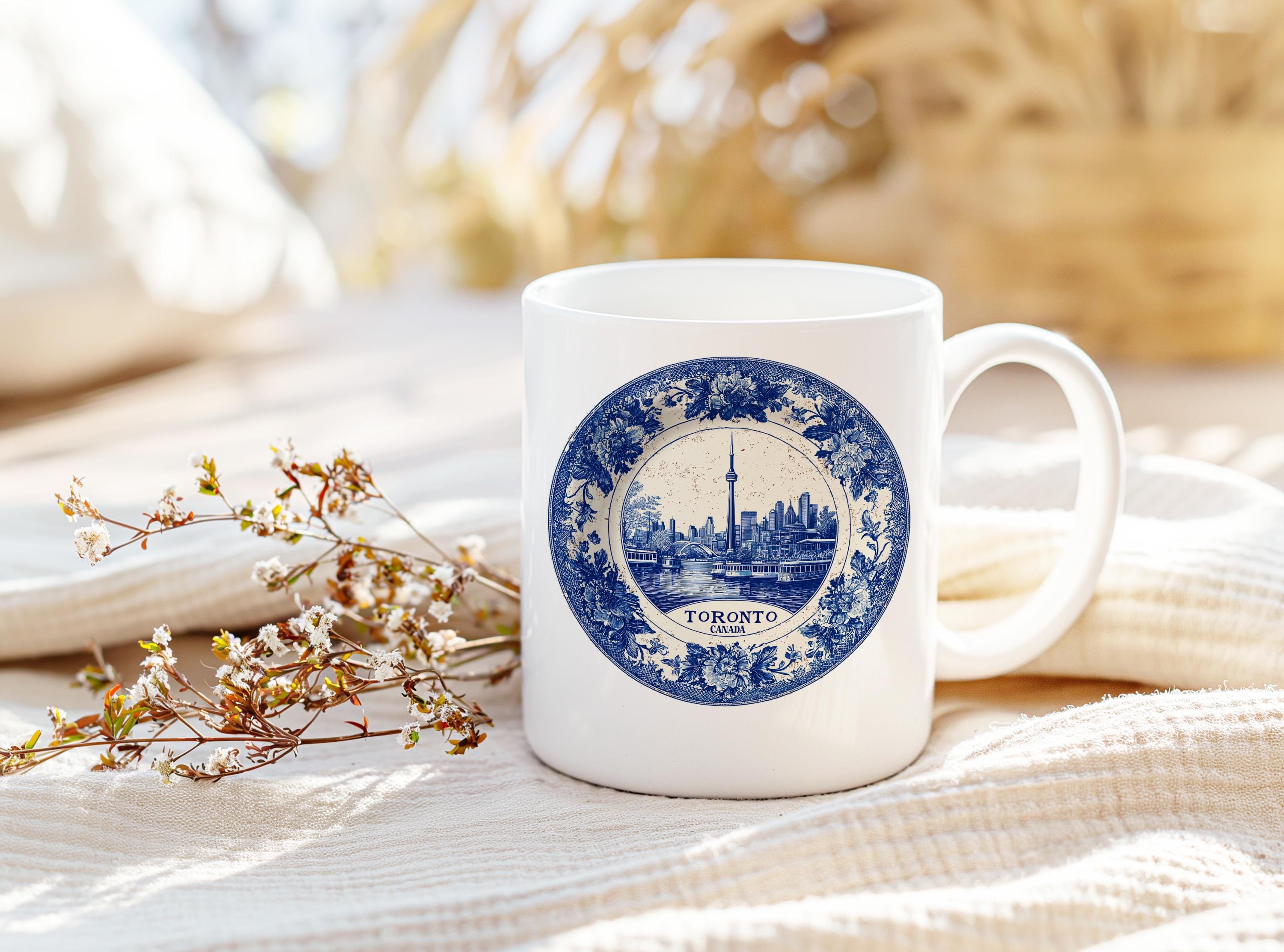 Toronto Canada Mug, Custom Delft Style cup, Personalized Vintage Travel City Gift