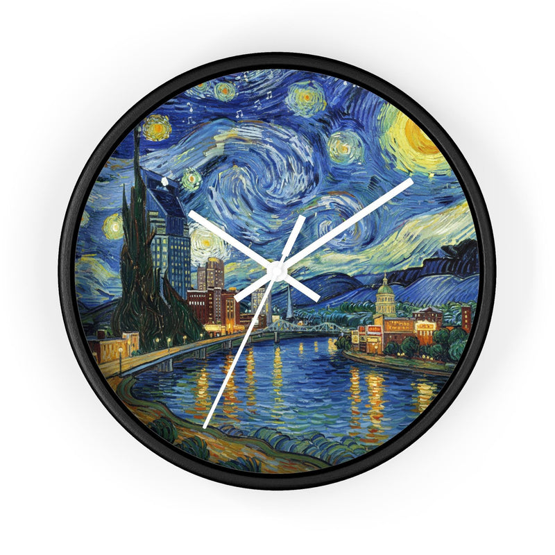 Nashville Tennesse Wall Clock Vintage Van Gogh Starry Night Home Gift