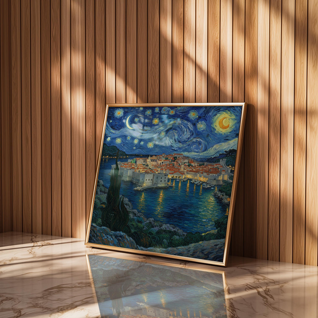 Dubrovnik Croatia Starry Night Wall Art, Van Gogh Print, Travel Gift Home Decor