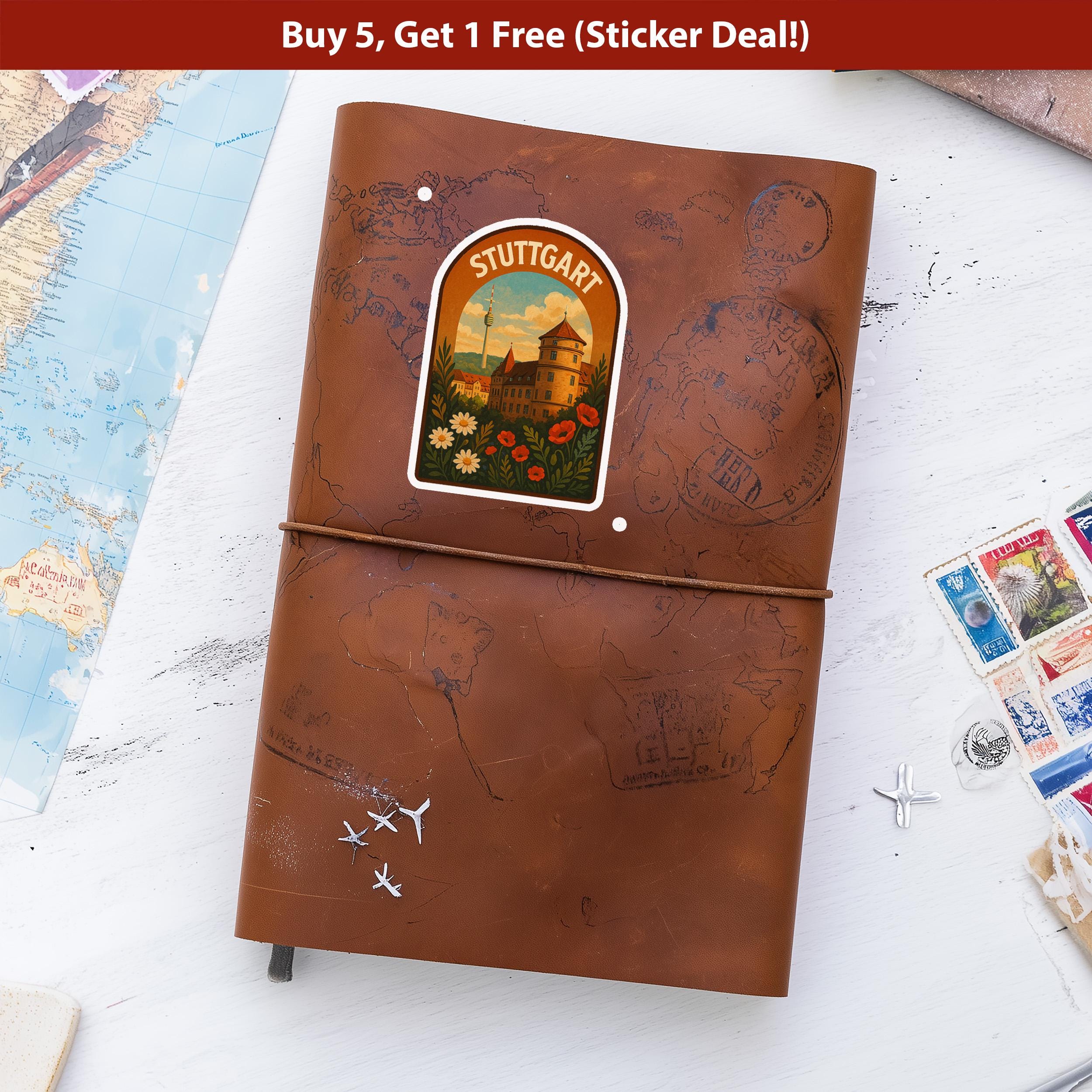 Stuttgart Germany Sticker, Vintage City Vinyl Decal, Retro Travel Lover Collection, Journal Scrapbook