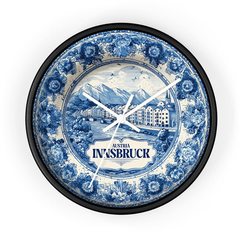 Innsbruck Austria Wall Clock, Delft style Home Decor, Vintage City Travel Keepsake Art
