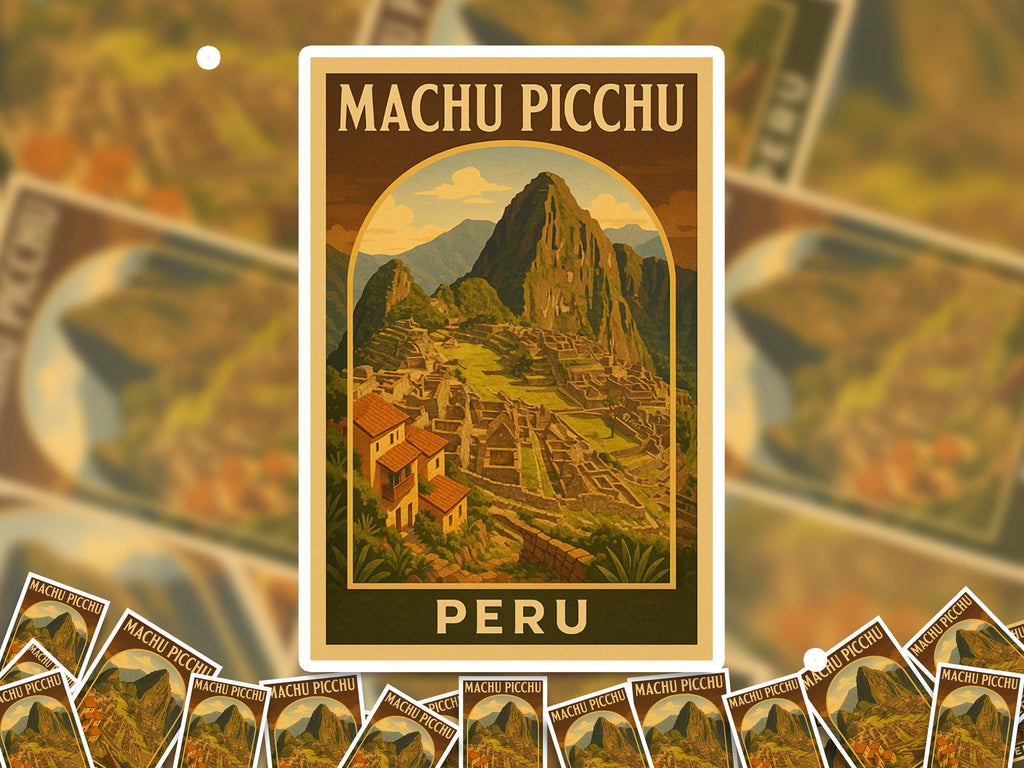 Machu Picchu Peru Sticker, Vintage City Vinyl Decal, Retro Travel Lover Collection, Journal Scrapbook