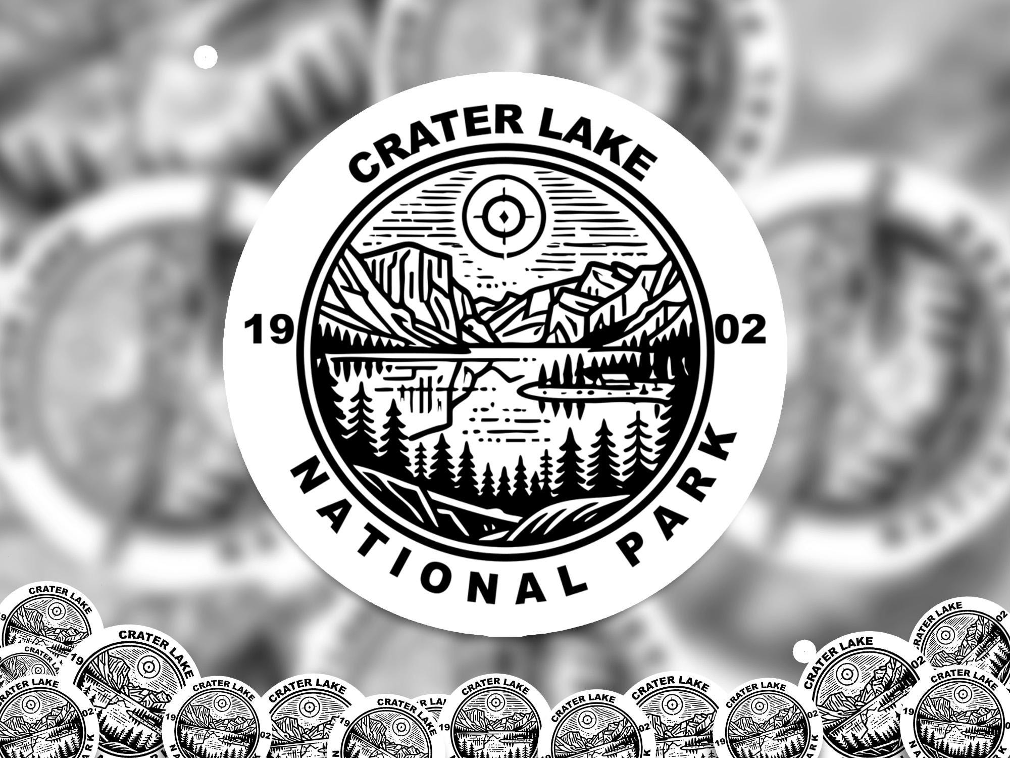 Crater Lake National Park Sticker, Kiss-Cut Vinyl, Waterproof USA Decal Badge Collection