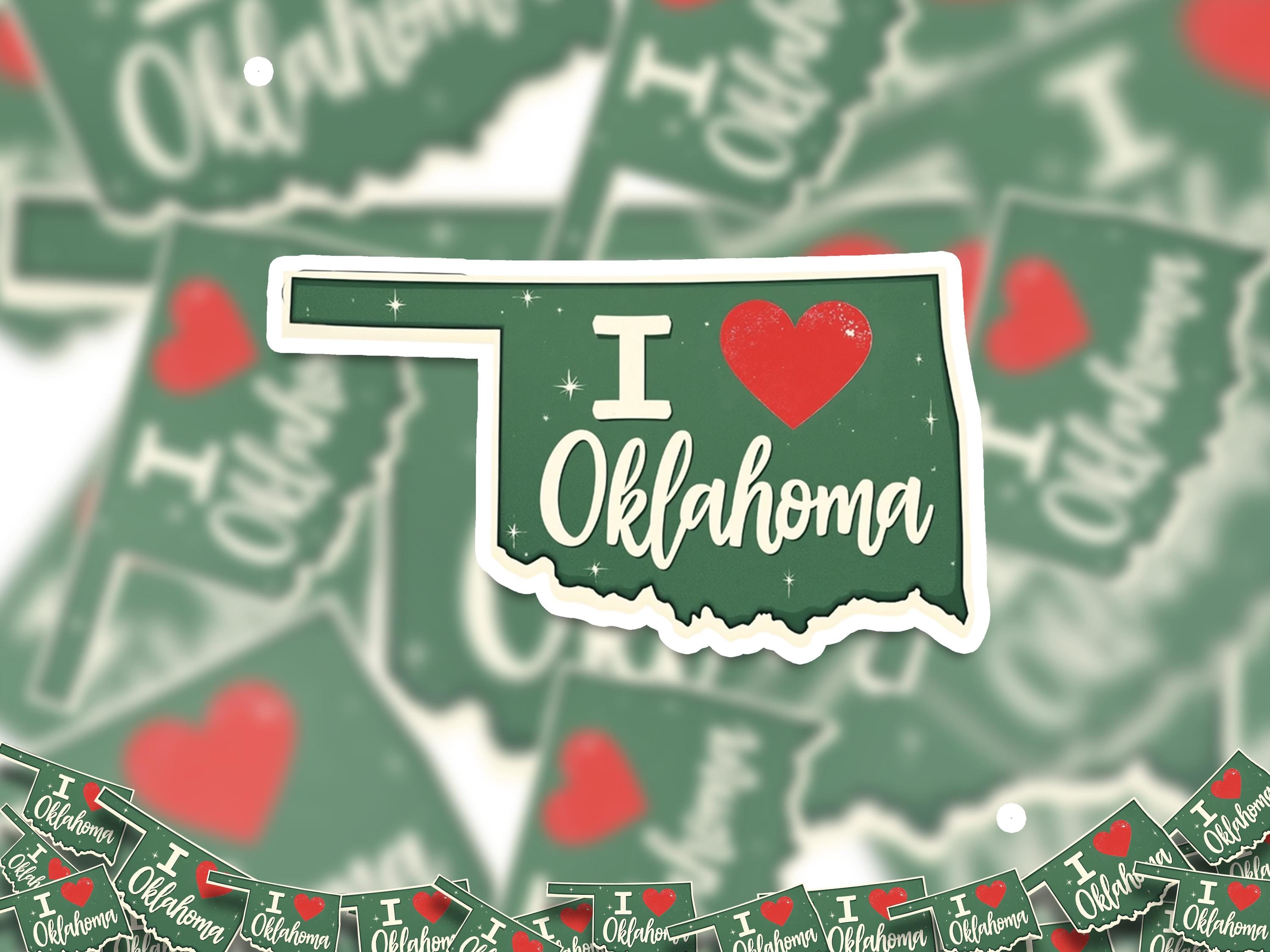 I love Oklahoma Sticker, Vintage US States Vinyl Decal, Waterproof Decal, Retro Travel Collection