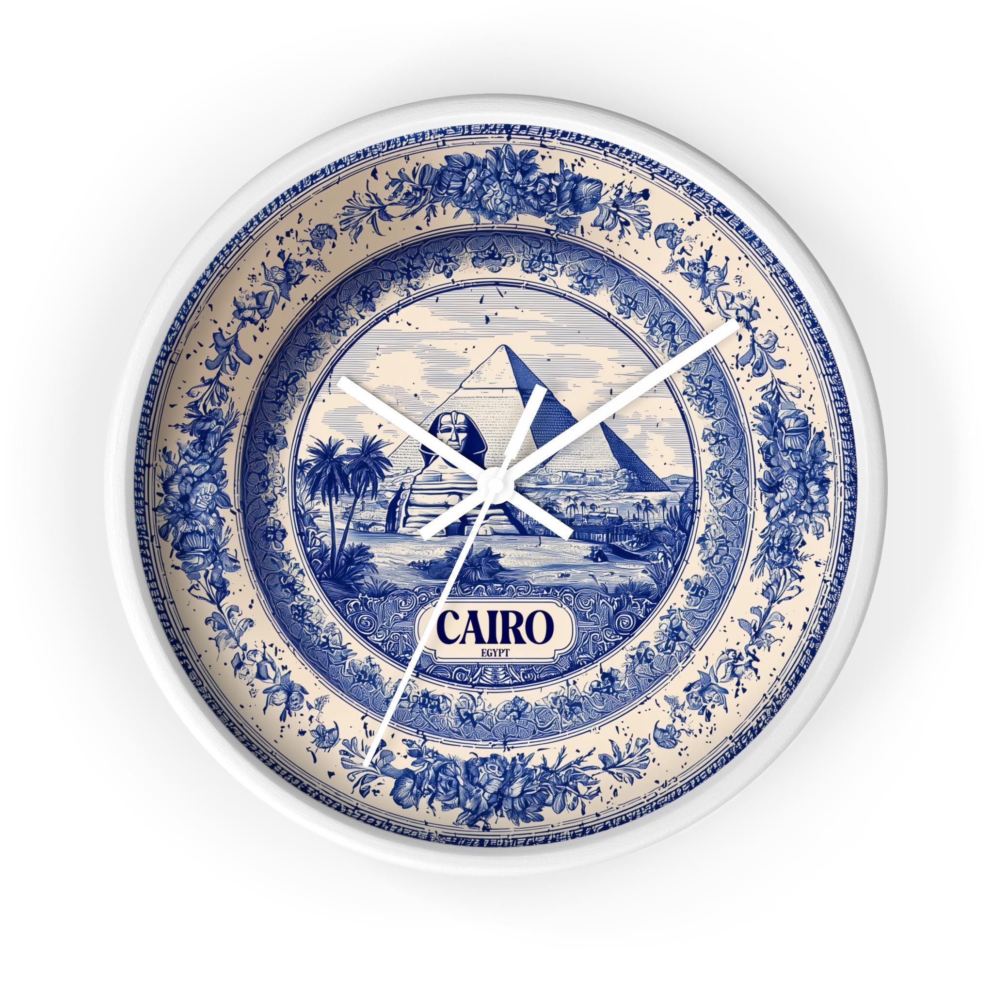 Cairo Egypt Wall Clock, Delf style Home Decor, Vintage City Travel Keepsake Art