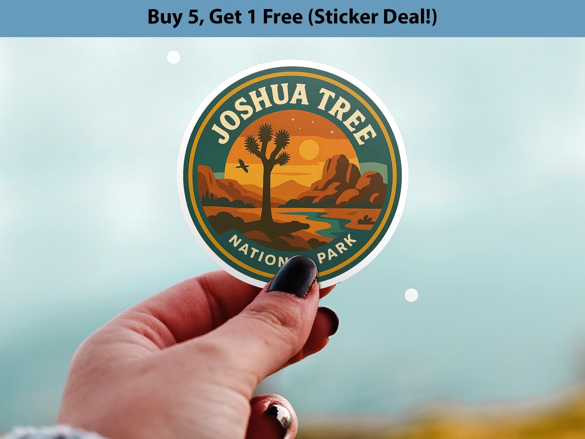 Joshua Tree National Park Sticker Kiss-Cut Vinyl, Waterproof Decal, Retro Travel Lover Collection