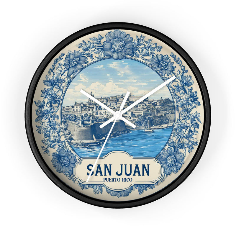 San Juan Puerto Rico Wall Clock, Delft style Home Decor, Vintage City Travel Keepsake Art