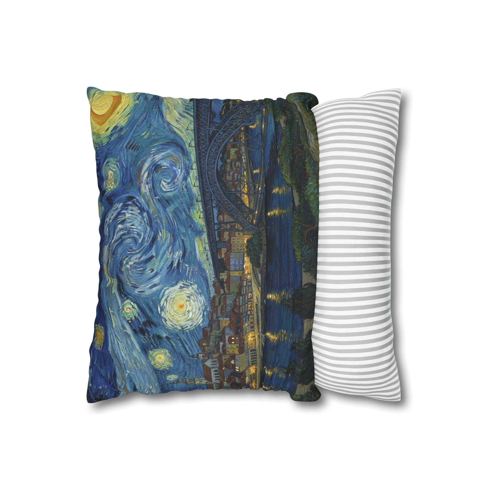 Porto Portugal Pillowcase Starry Night, Van Gogh Throw Pillow Canvas Home Decor Gift