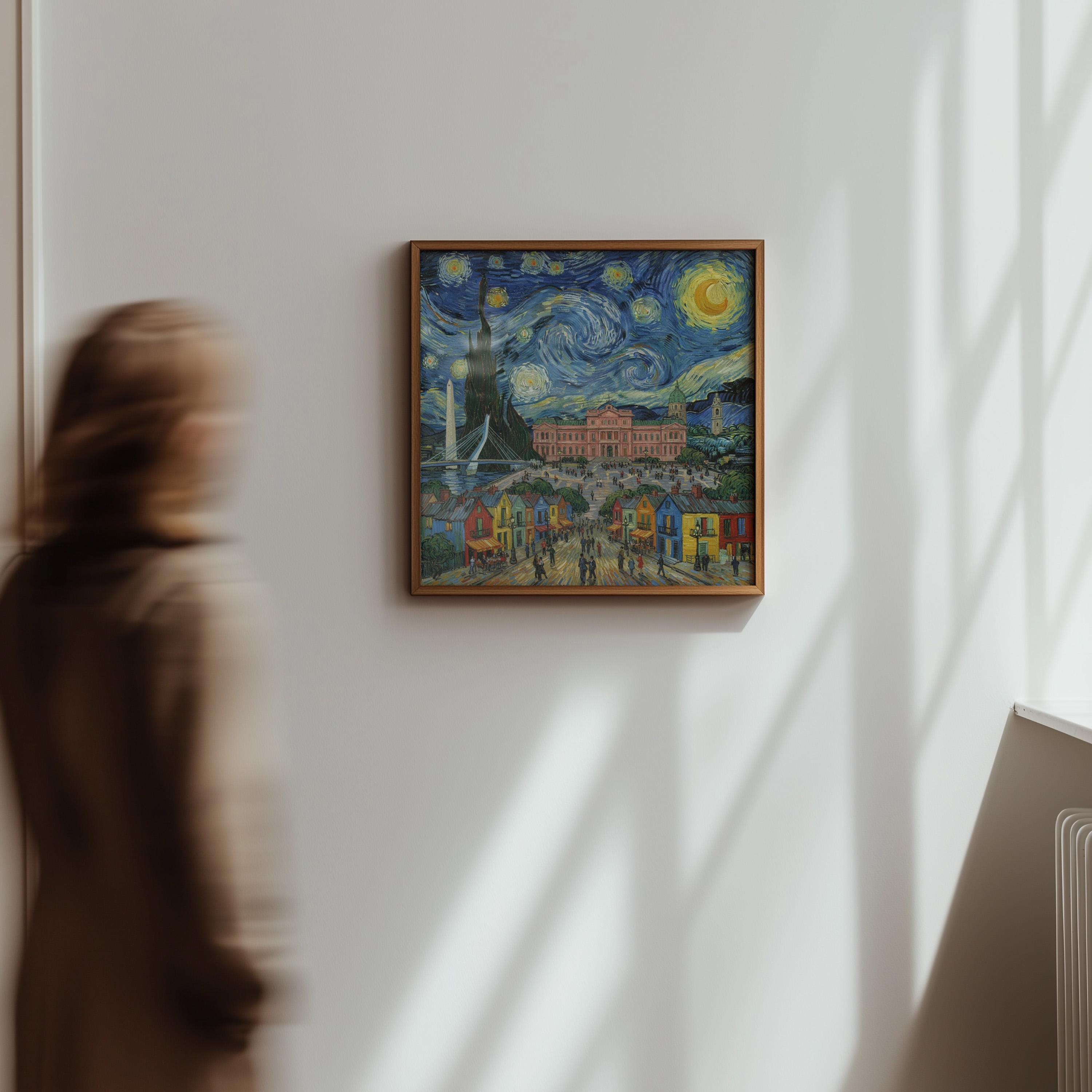 Buenos Aires Argentina Starry Night Wall Art, Van Gogh Print, Travel Gift Home Decor