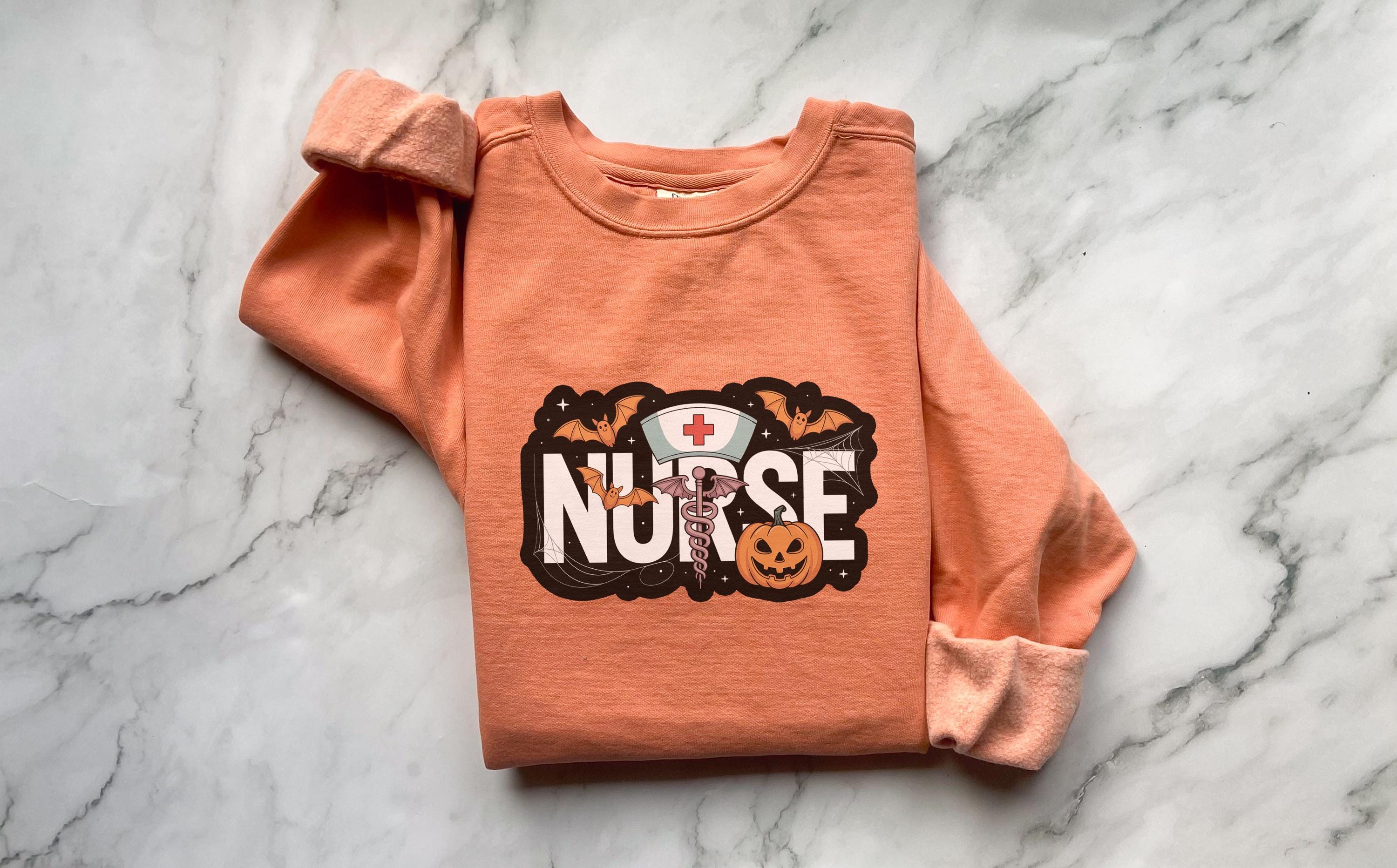 Halloween Nurse Sweatshirt, Spooky RN Fall Top Cozy Autumn Pullover, Cute Retro Gift for Nurse