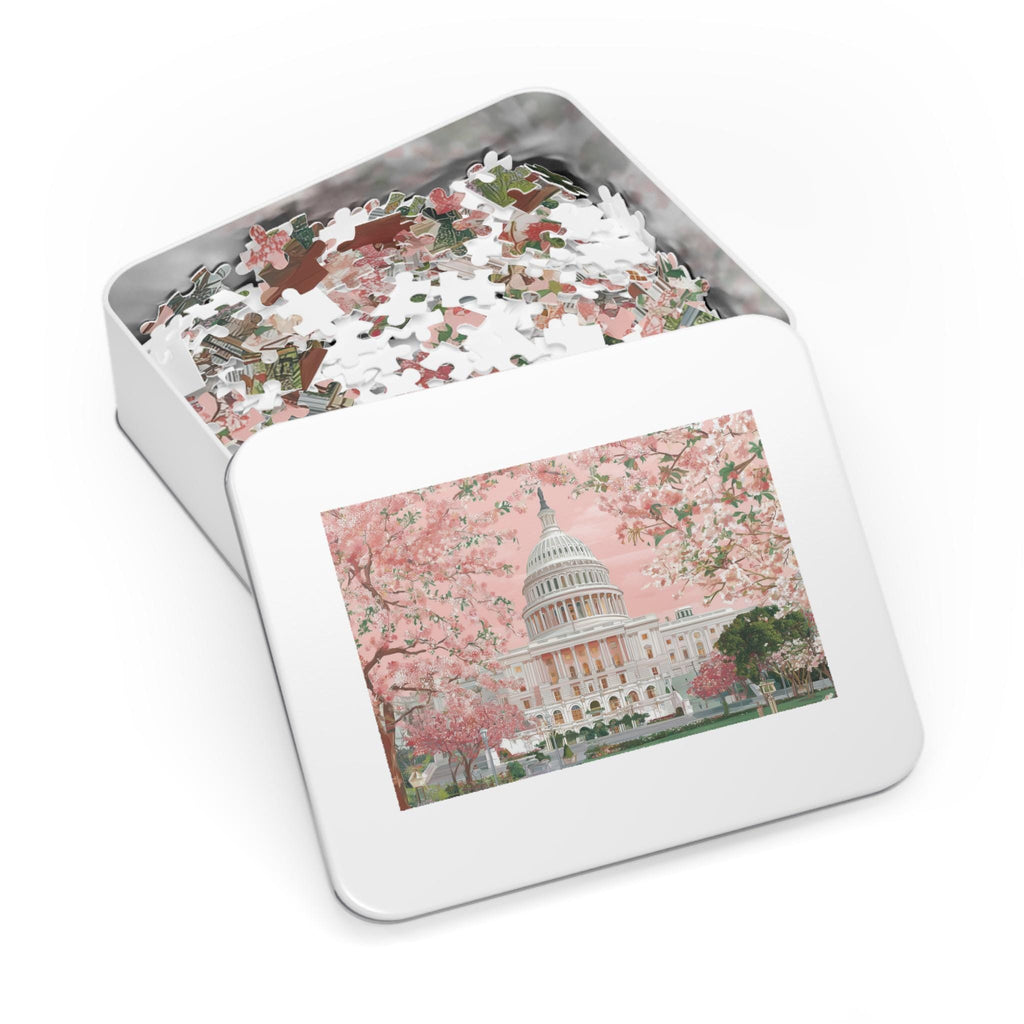 Washington DC Spring Jigsaw Puzzle, Cherry Blossoms Floral Adult Puzzle Travel Gift