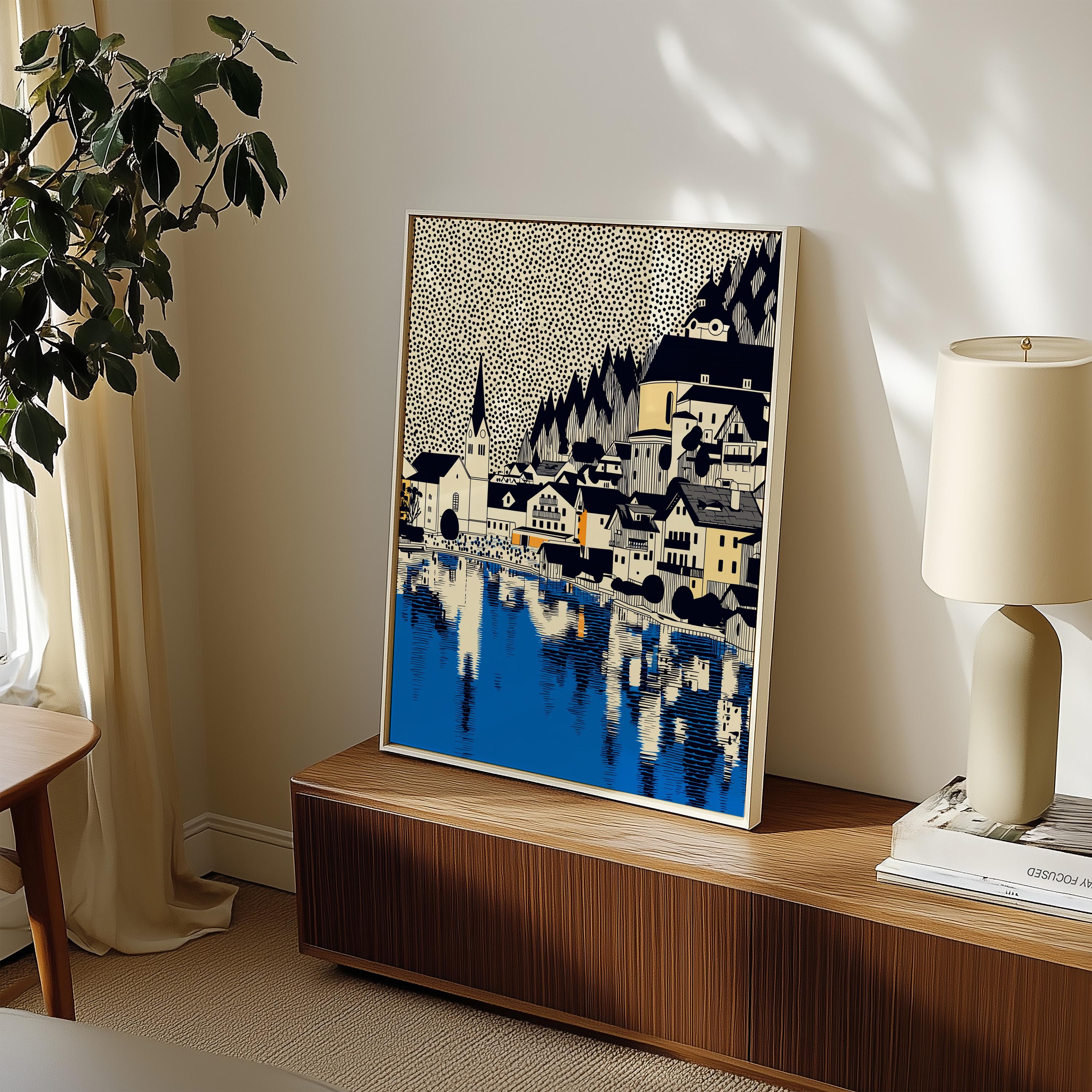 Hallstatt Austria Wall Art Print, Pop Art Modern Poster Travel gift
