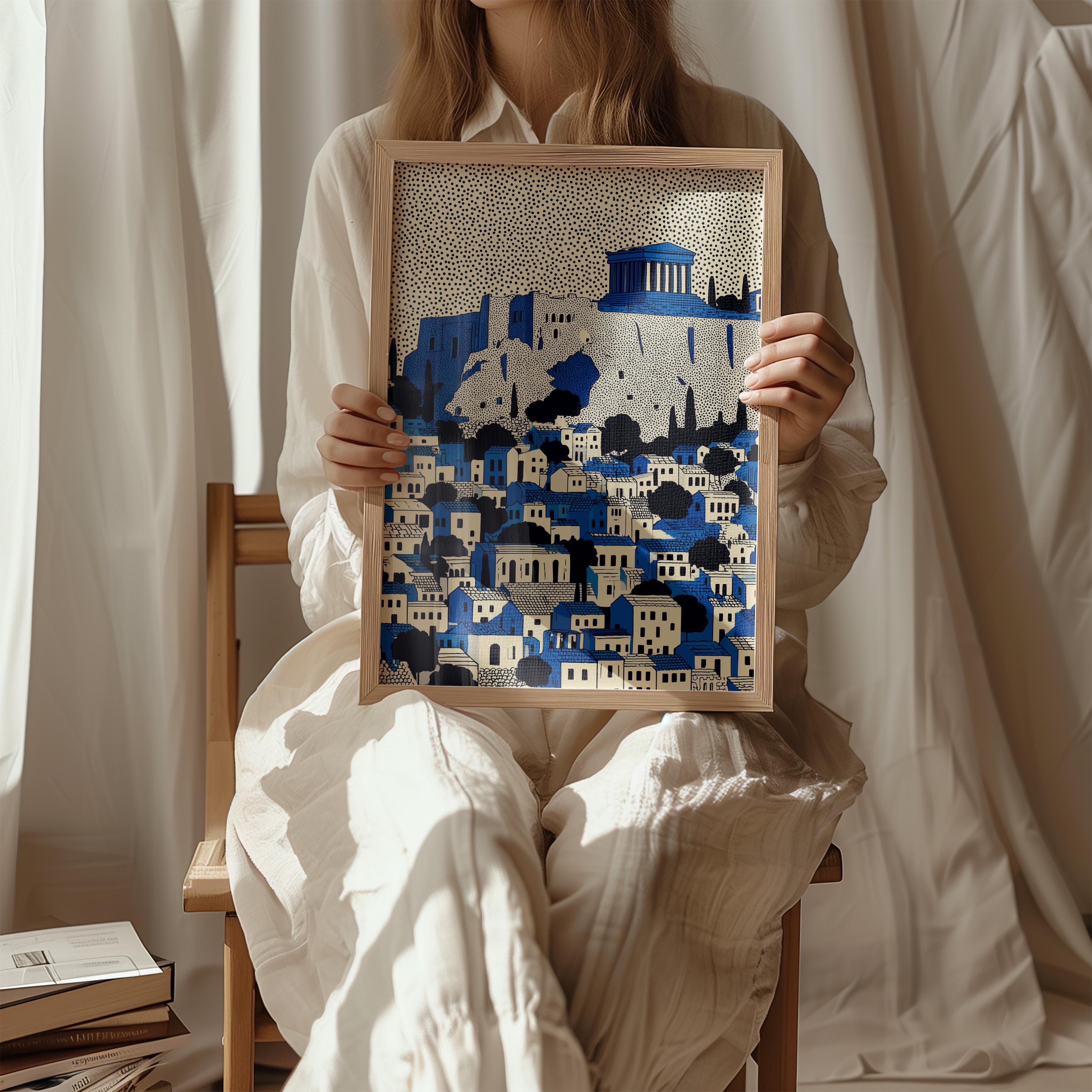 Athens Acropolis Wall Art Print, Pop Art Modern Poster, Greece Travel gift Greek