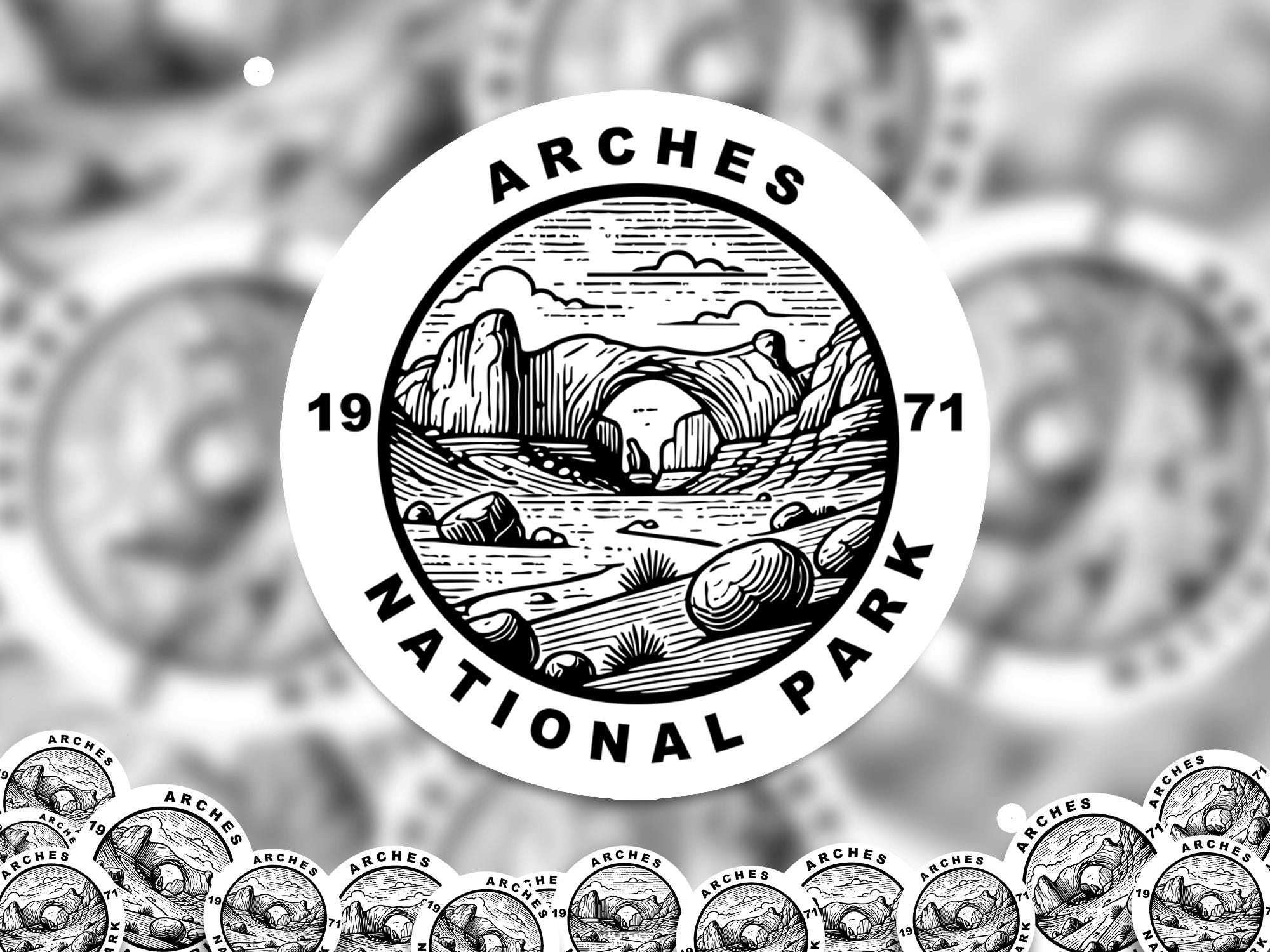 Arches National Park Sticker, Kiss-Cut Vinyl, Waterproof USA Decal Badge Collection