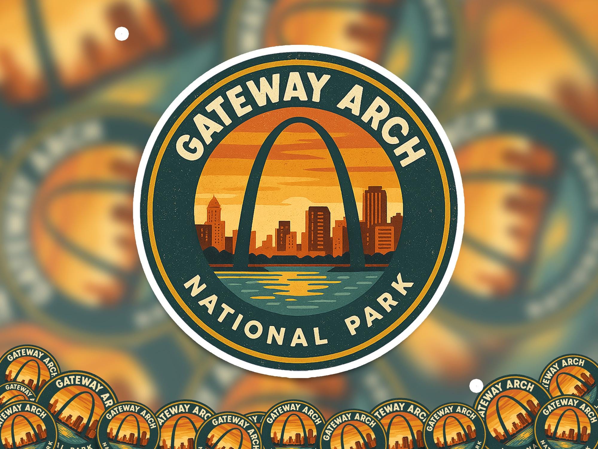 Gateway Arch National Park Sticker, Retro Vinyl Waterproof Decal, Vintage USA Travel Collection