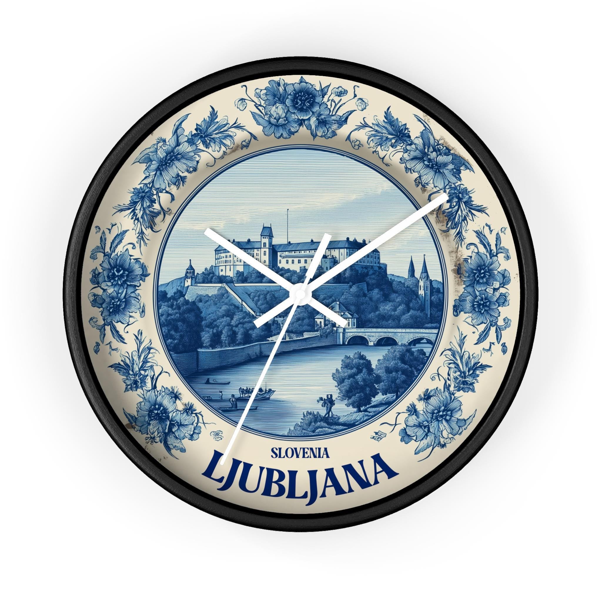 Ljubljana Slovenia Wall Clock, Delf style Home Decor, Vintage City Travel Keepsake Art