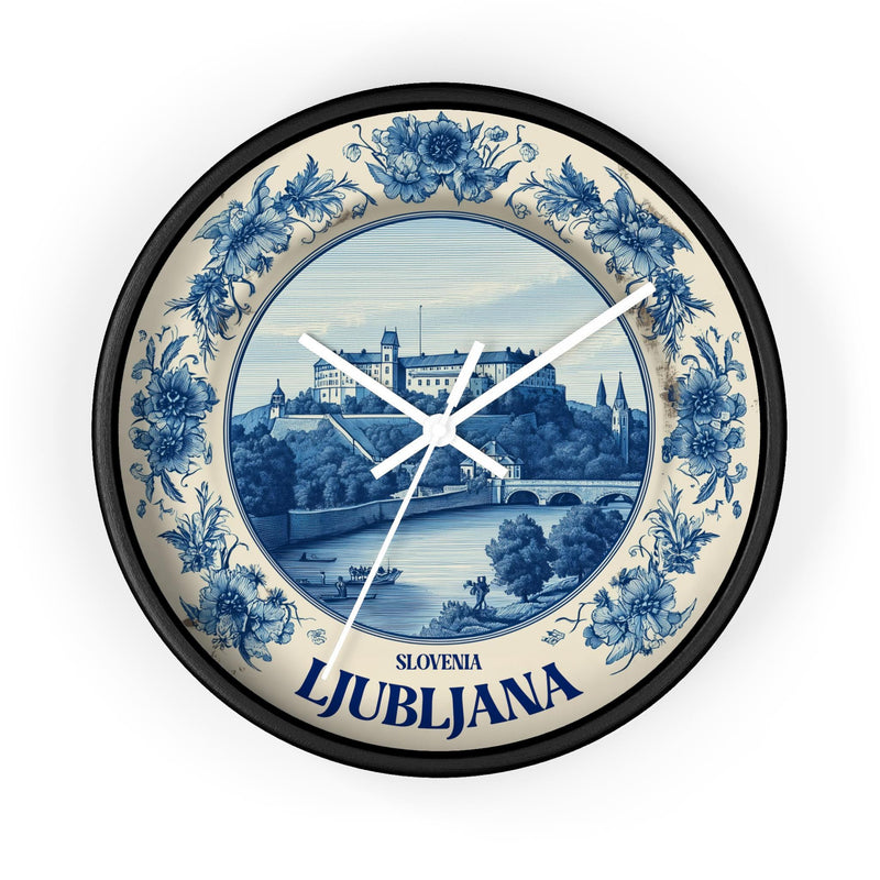 Ljubljana Slovenia Wall Clock, Delft style Home Decor, Vintage City Travel Keepsake Art