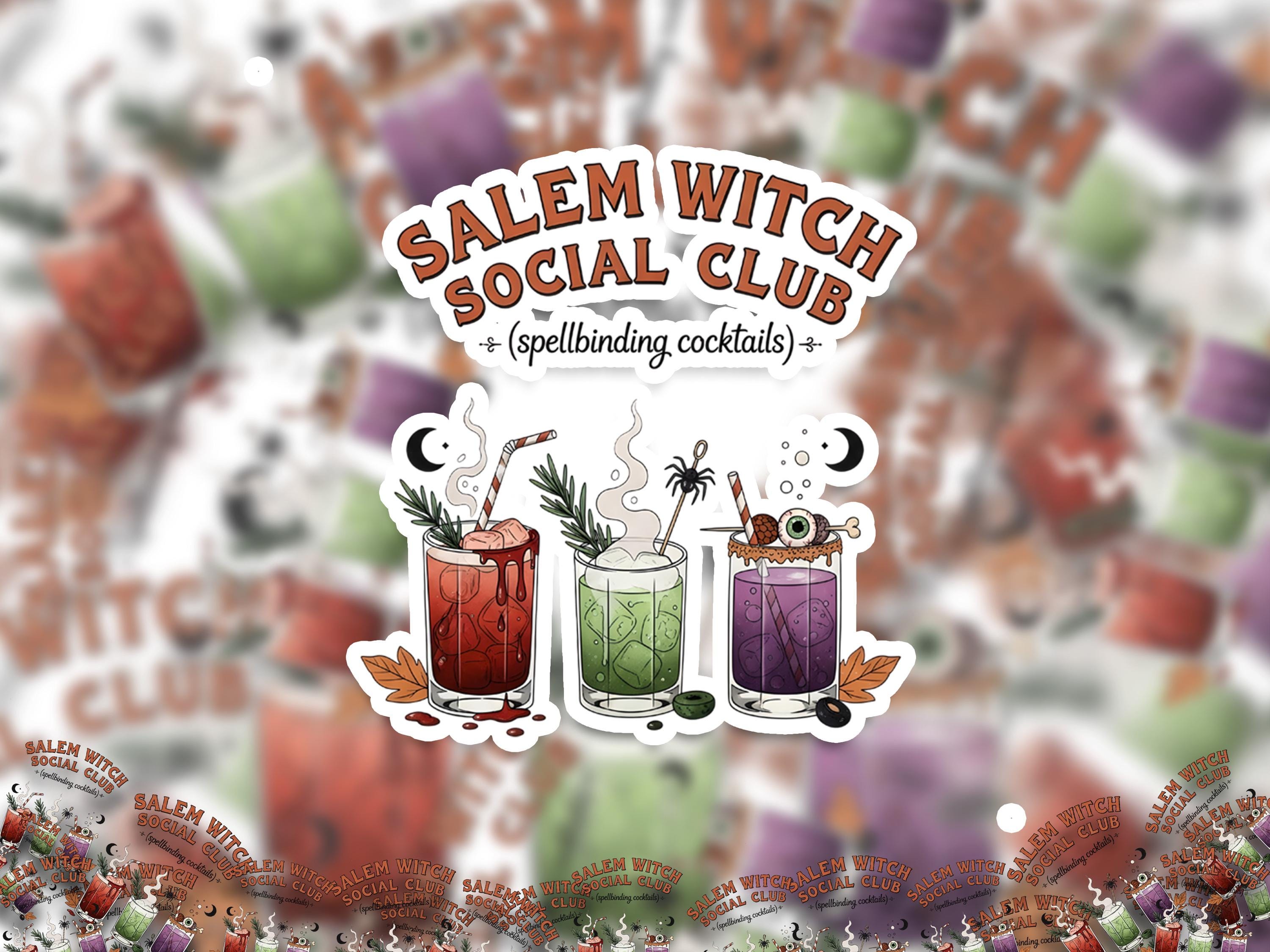 Salem Witch Cocktail Club Sticker,  Spellbinding Cocktail Halloween Funny Decal