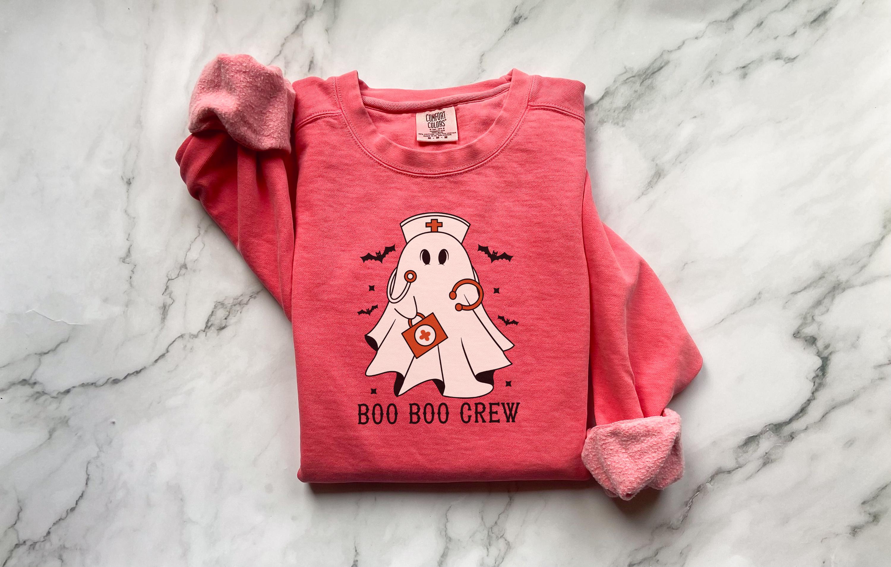 Spooky Ghost Nurse Sweatshirt: Halloween Boo Crew Medical Gift