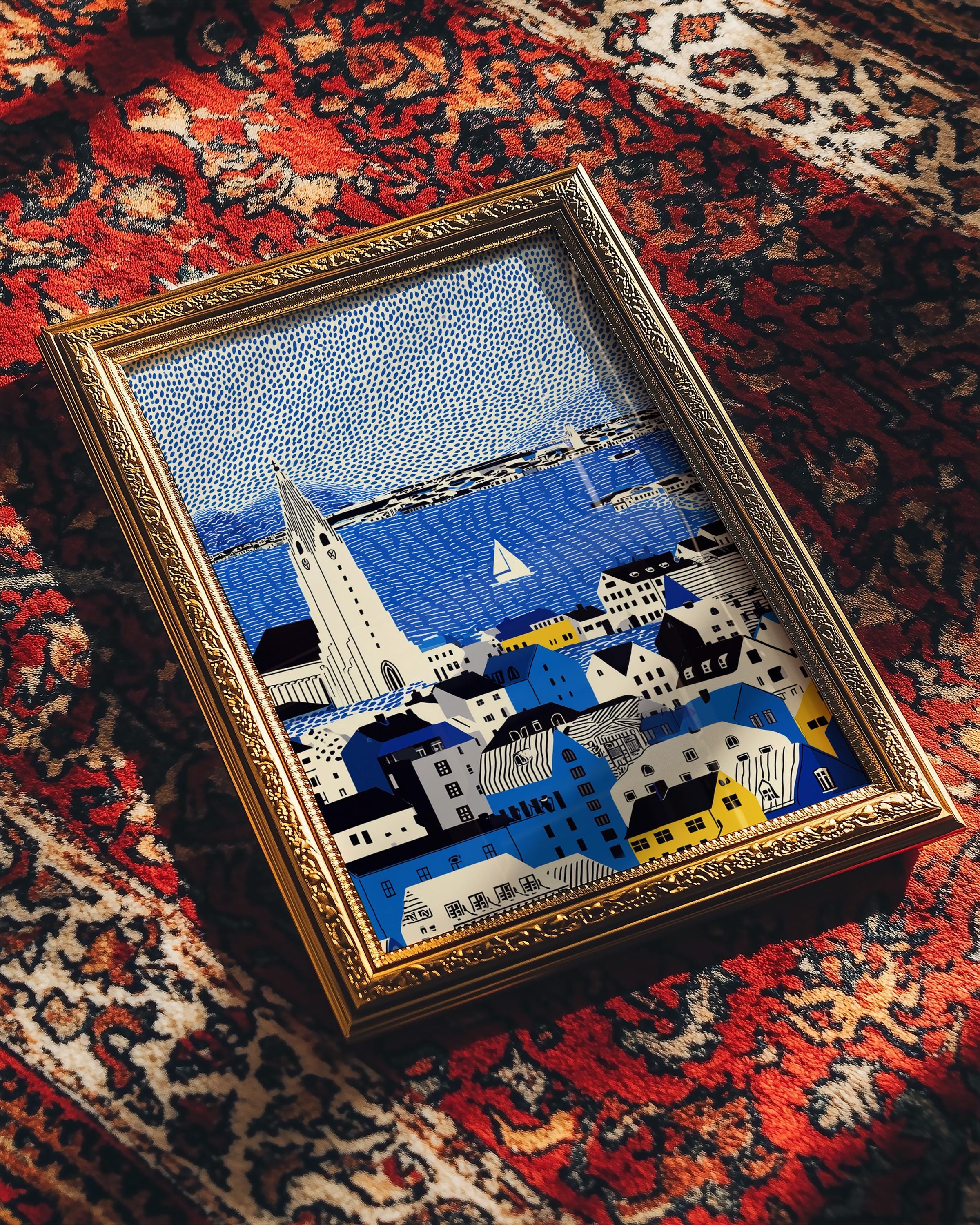 Reykjavik Iceland Wall Art Print, Pop Art Modern Large Size Poster Travel Gift Canvas