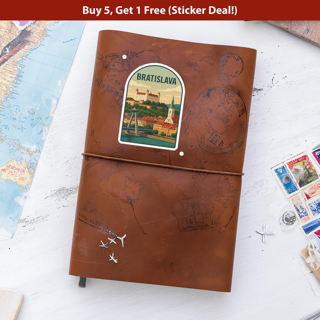 Bratislava Slovakia Sticker, Vintage City Vinyl Decal, Retro Travel Lover Collection, Journal Scrapbook