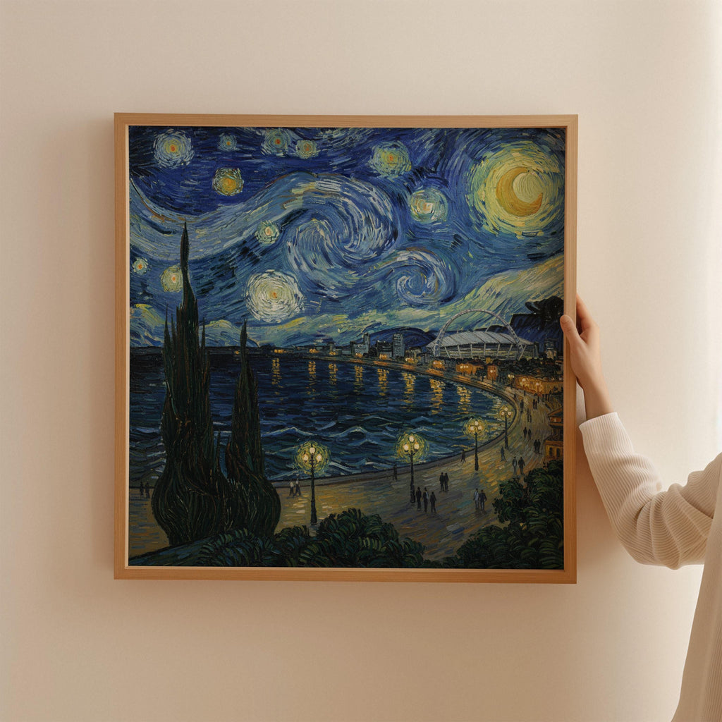 Durban South Africa Starry Night Wall Art, Van Gogh Print, Travel Gift Home Decor