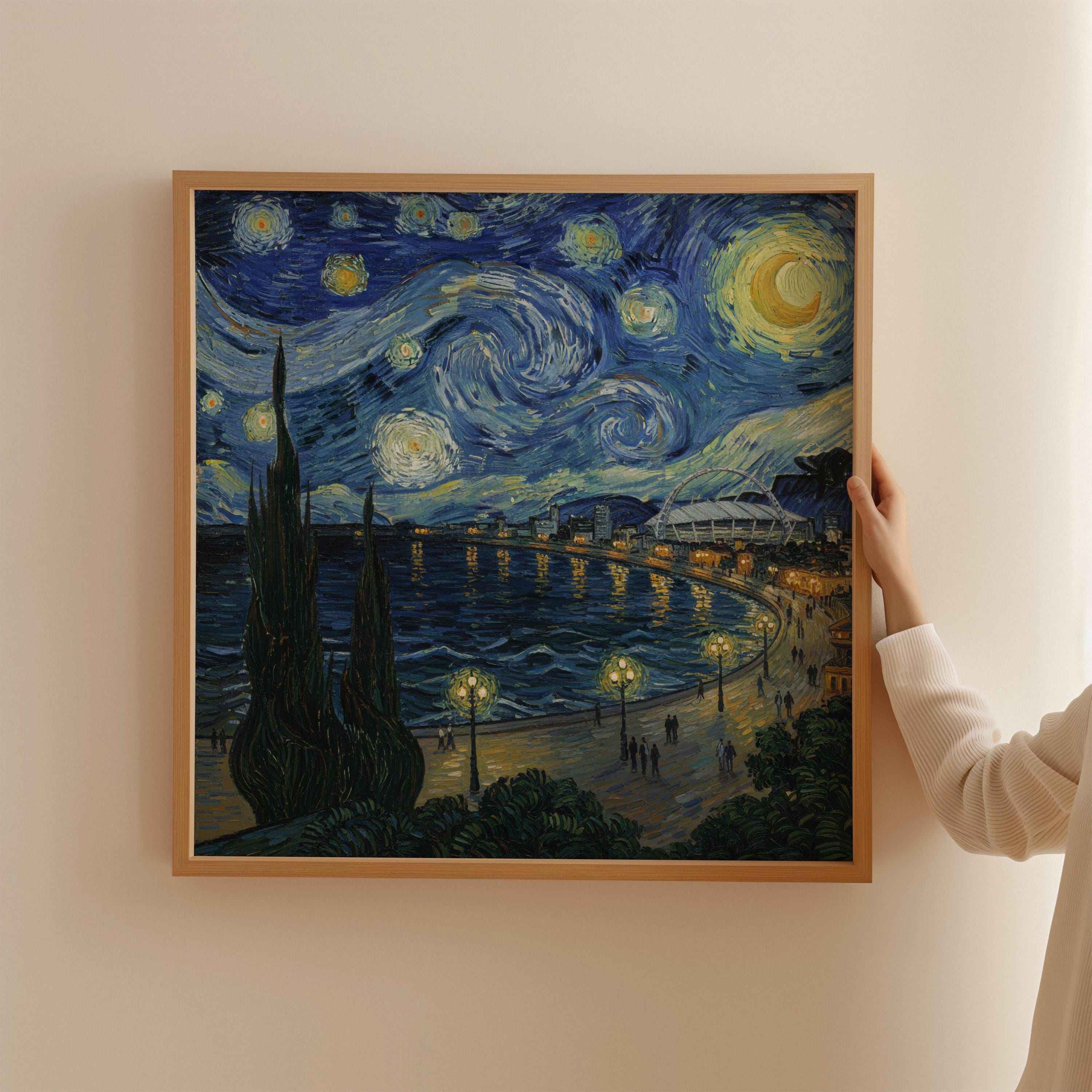 Durban South Africa Starry Night Wall Art, Van Gogh Print, Travel Gift Home Decor