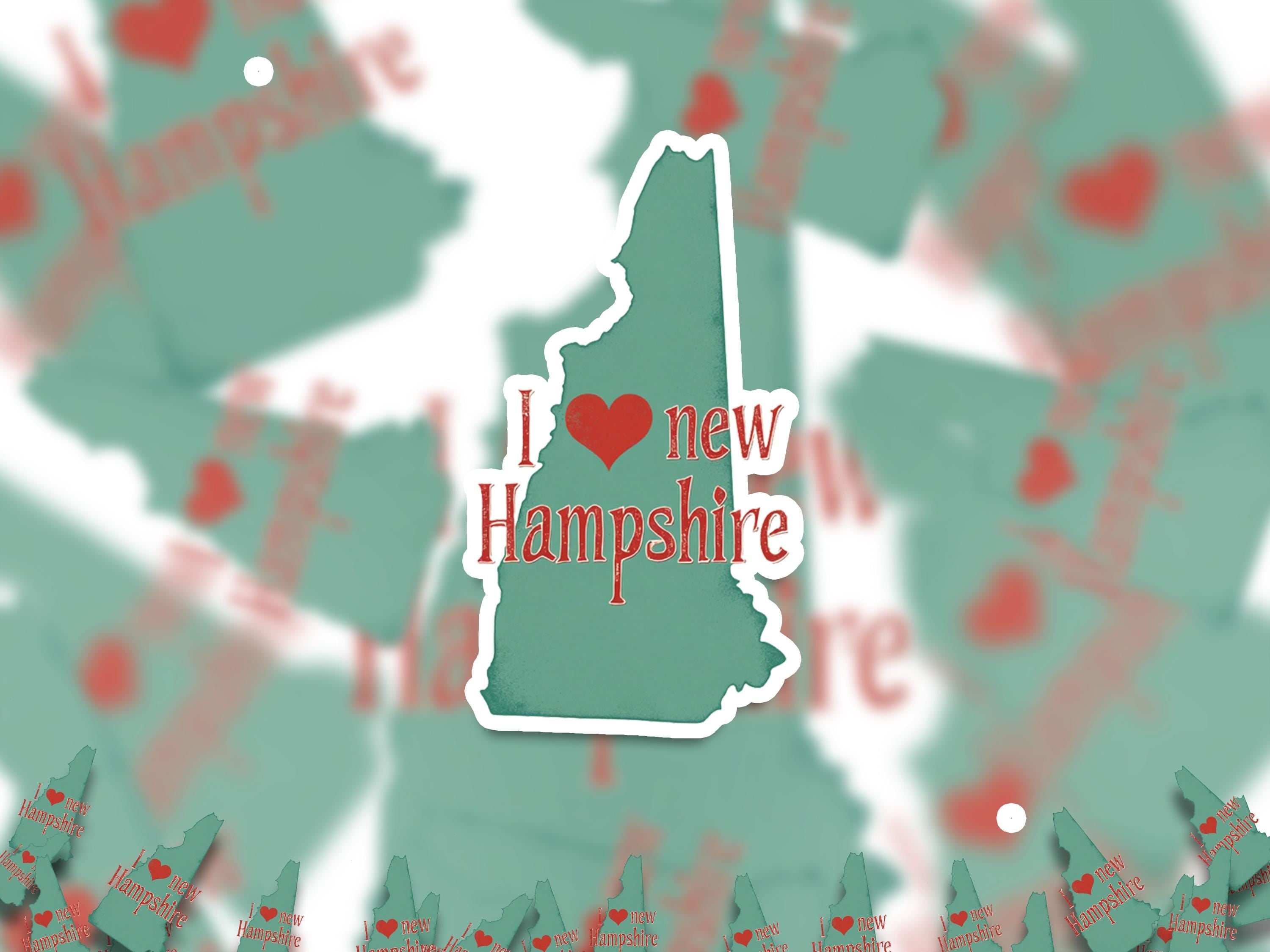 I love New Hampshire Sticker, Vintage US States Vinyl Decal, Waterproof Decal, Retro Travel Collection