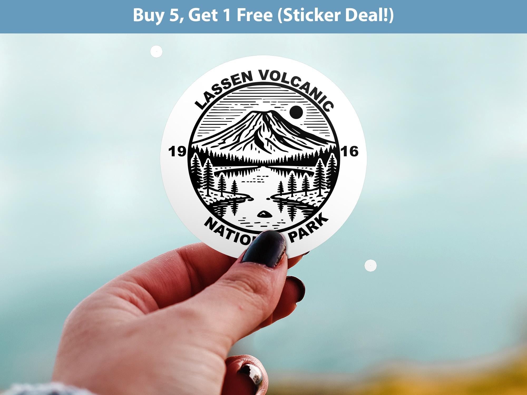 Lasse Volcanic National Park Sticker, Kiss-Cut Vinyl, Waterproof USA Decal Badge Collection