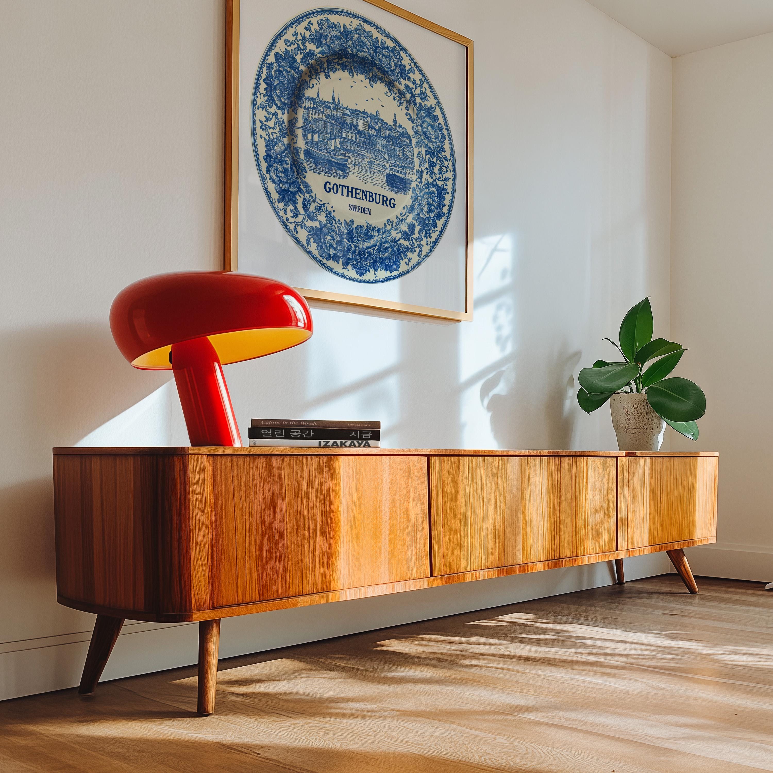 Gothenburg Sweden Wall Art, Vintage Delft Blue Poster, City Print, Travel Home Decor